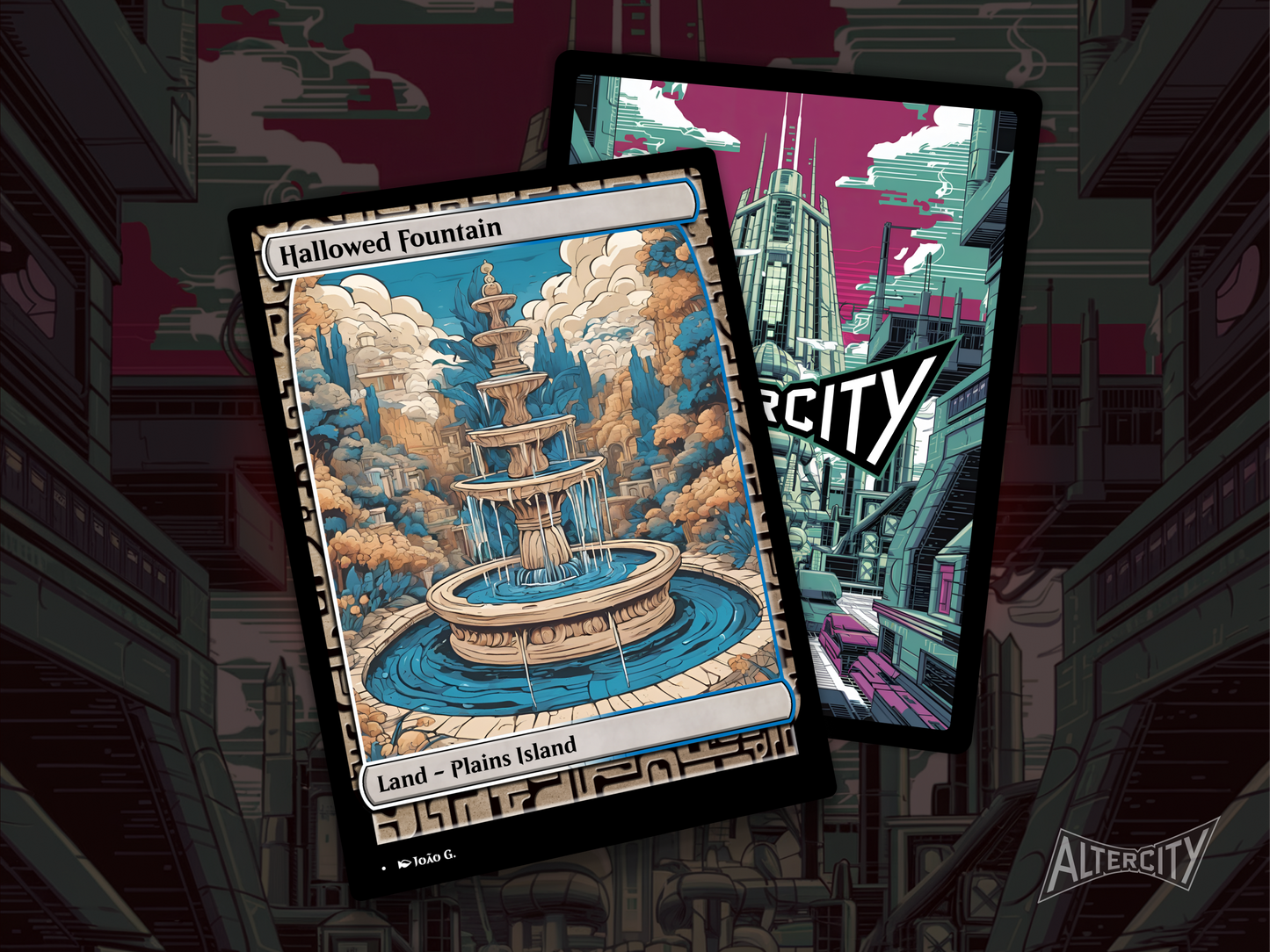 Hallowed Fountain (v1) - Full Art Alter - MTG Custom Cards, Commander, Edh and Cedh High Quality Altered Proxies