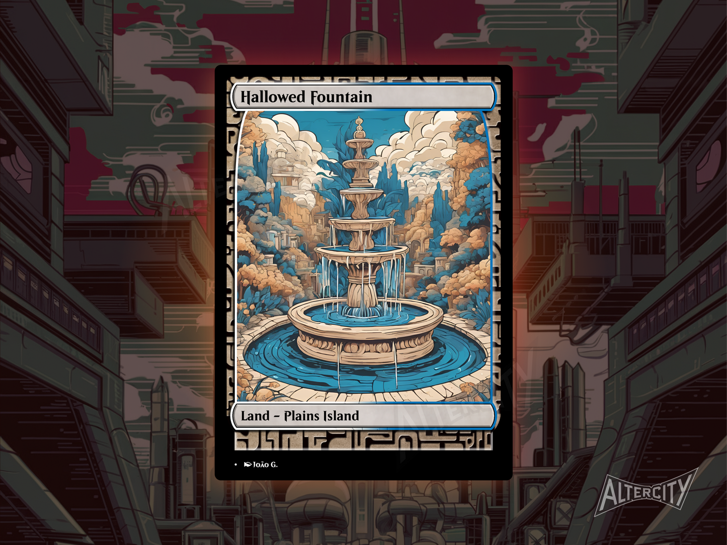 Hallowed Fountain (v1) - Full Art Alter - MTG Custom Cards, Commander, Edh and Cedh High Quality Altered Proxies