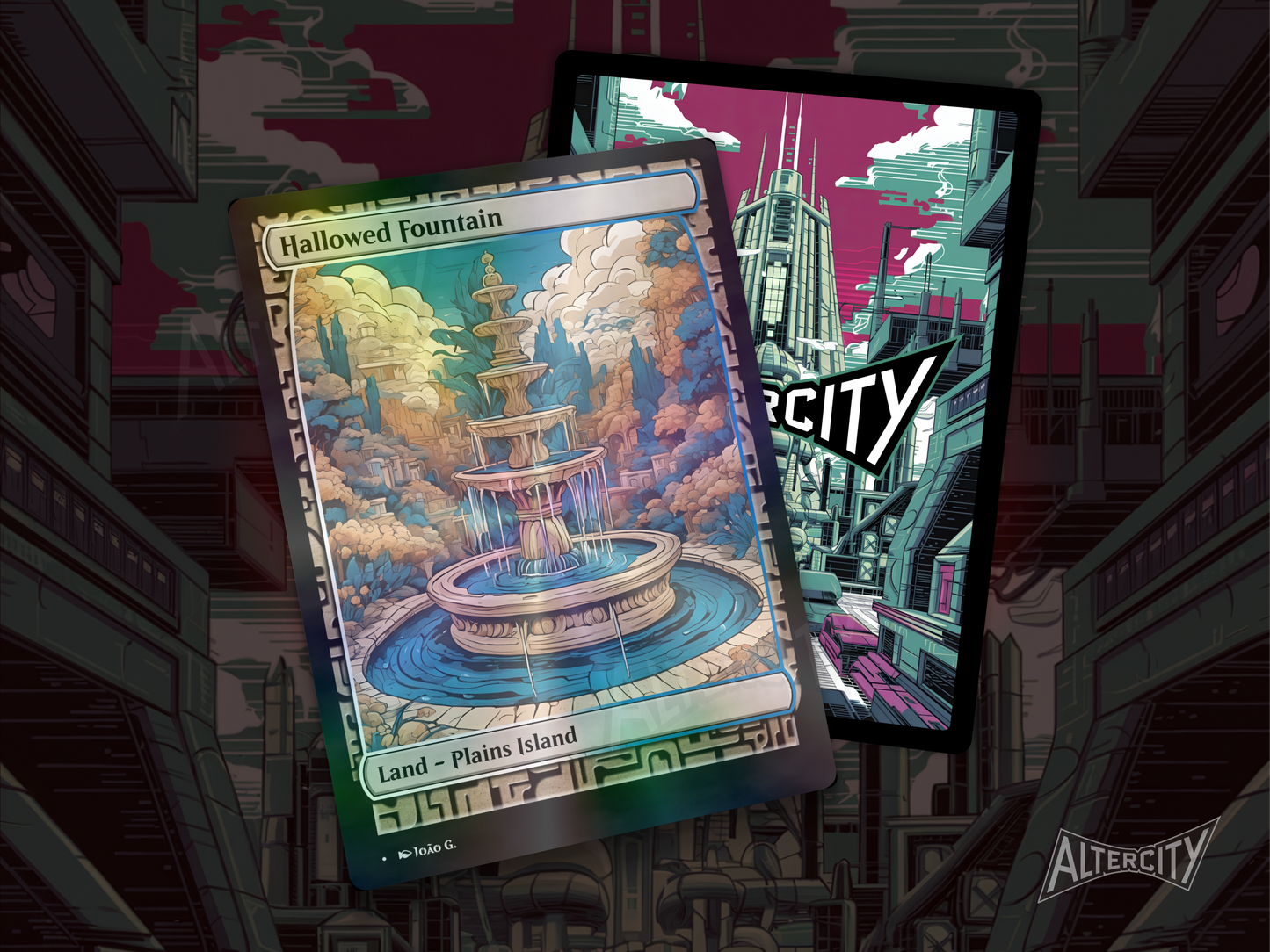 Hallowed Fountain (v1) - Full Art Alter - MTG Custom Cards, Commander, Edh and Cedh High Quality Altered Proxies
