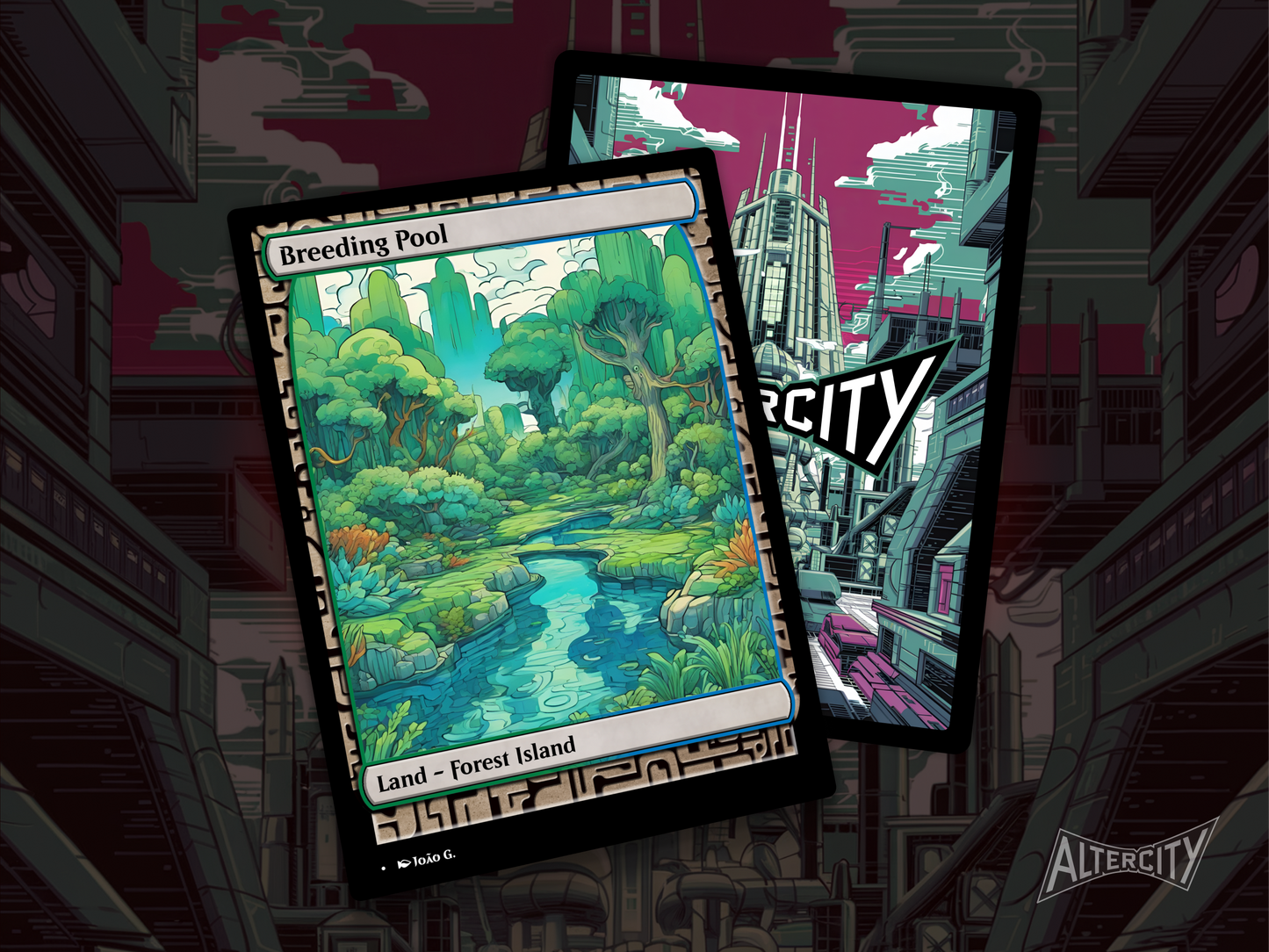Breeding Pool (v1) - Full Art Alter - MTG Custom Cards, Commander, Edh and Cedh High Quality Altered Proxies