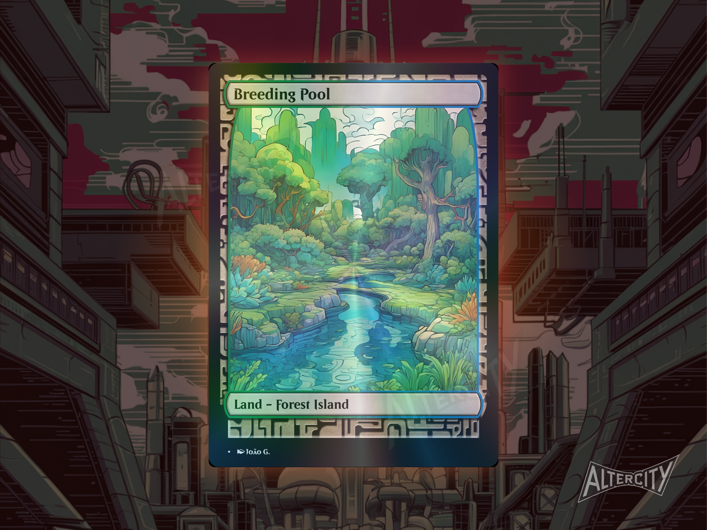 Breeding Pool (v1) - Full Art Alter - MTG Custom Cards, Commander, Edh and Cedh High Quality Altered Proxies