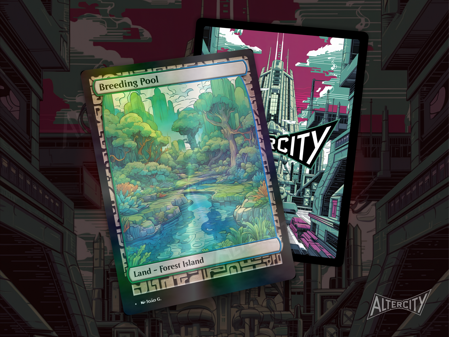 Breeding Pool (v1) - Full Art Alter - MTG Custom Cards, Commander, Edh and Cedh High Quality Altered Proxies