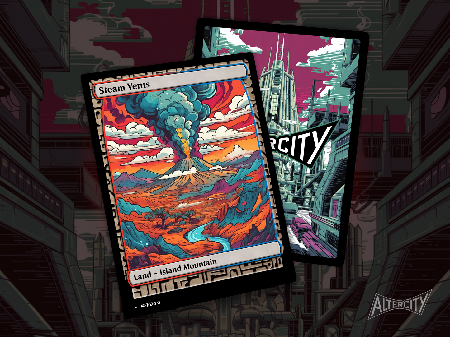Steam Vents (v1) - Full Art Alter - Mtg Custom Cards, Commander, Edh and Cedh High Quality Altered Proxies