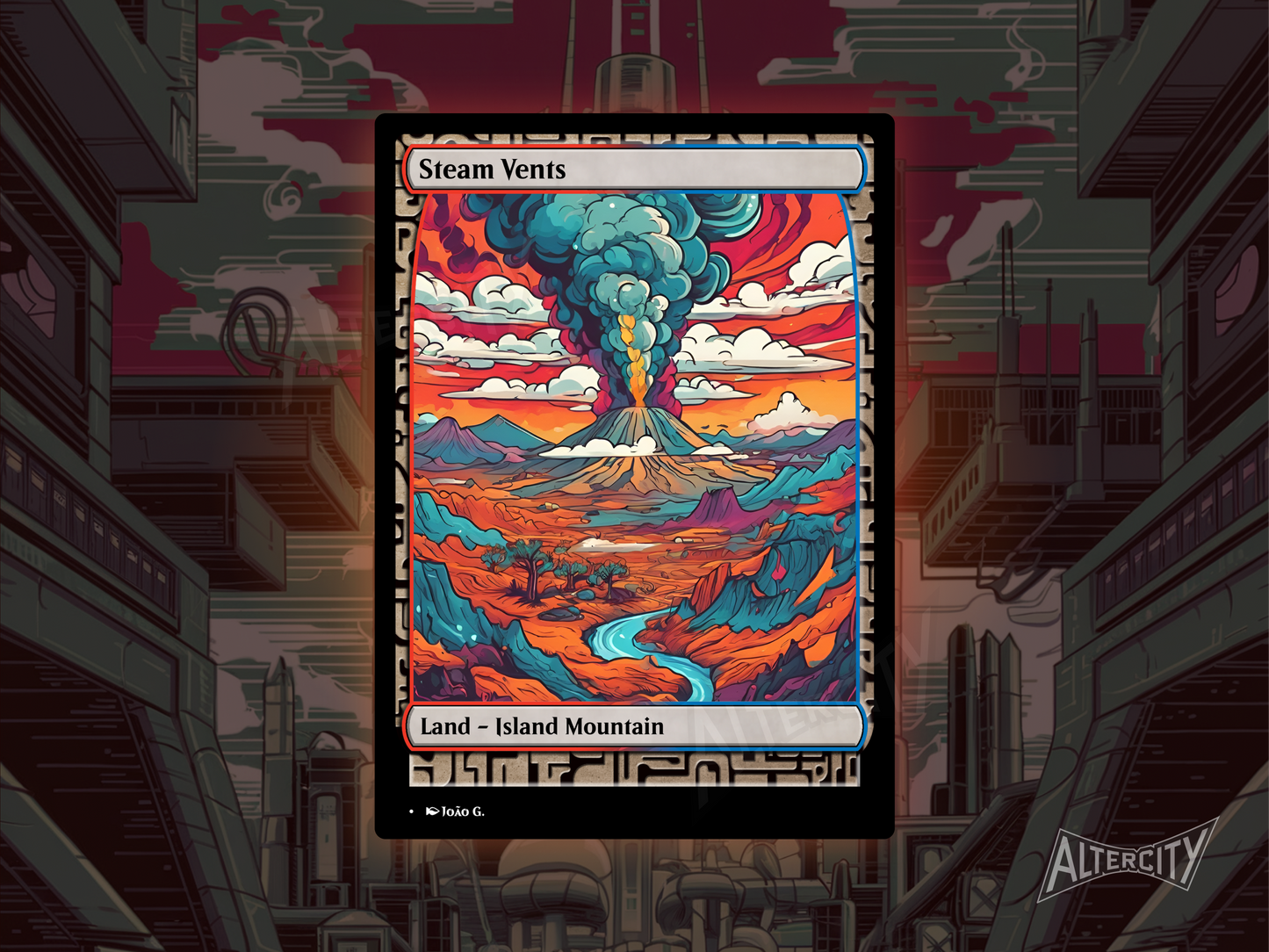 Steam Vents (v1) - Full Art Alter - Mtg Custom Cards, Commander, Edh and Cedh High Quality Altered Proxies