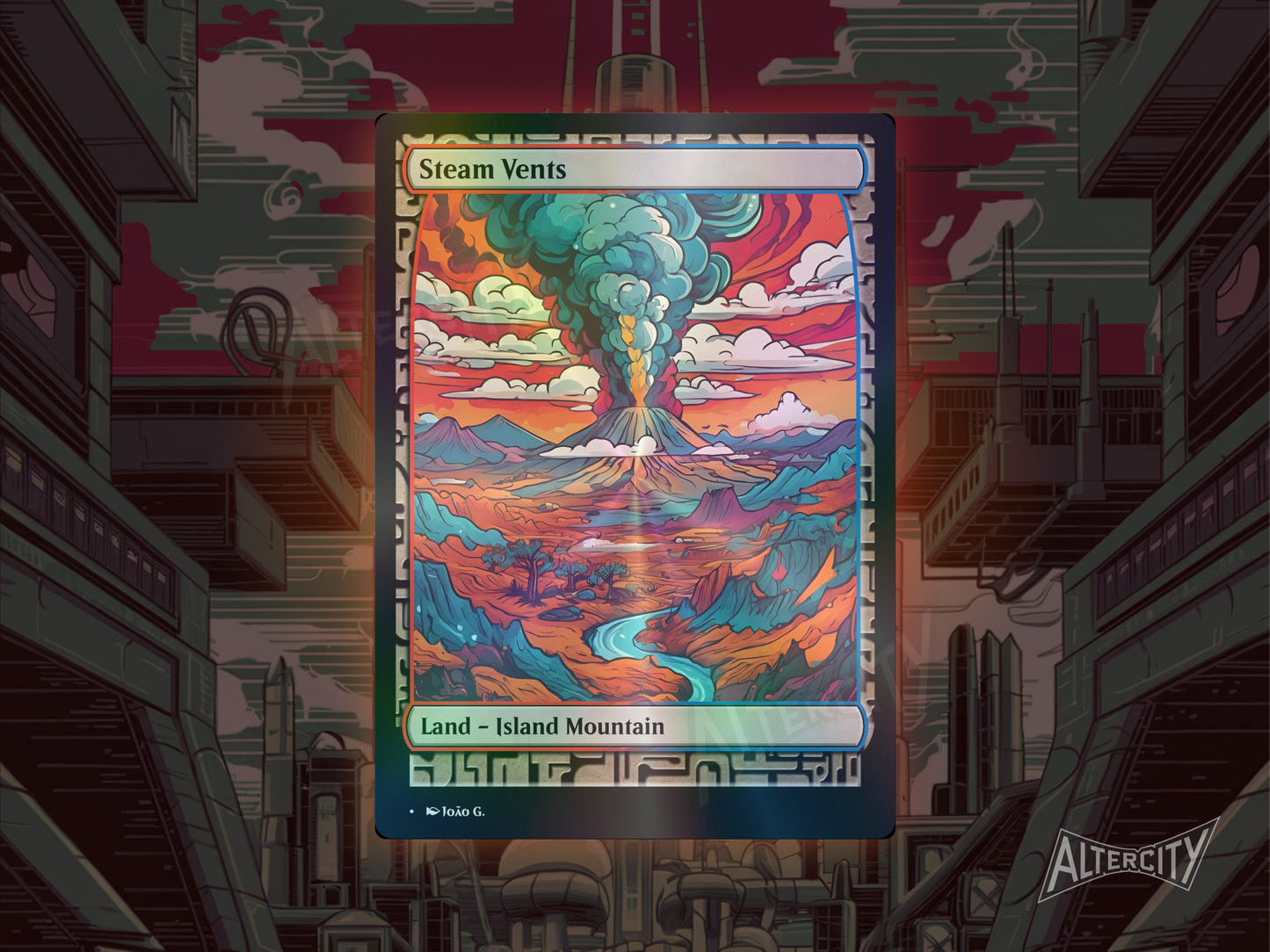 Steam Vents (v1) - Full Art Alter - Mtg Custom Cards, Commander, Edh and Cedh High Quality Altered Proxies