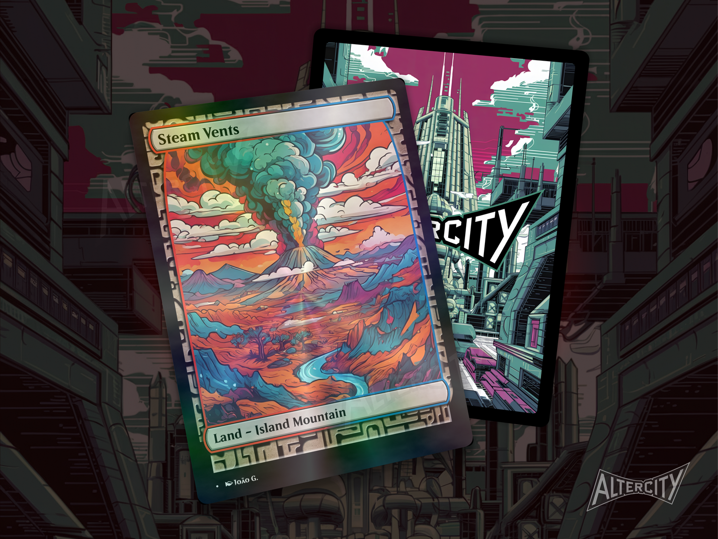 Steam Vents (v1) - Full Art Alter - Mtg Custom Cards, Commander, Edh and Cedh High Quality Altered Proxies