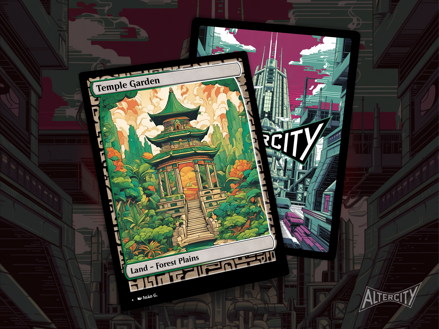 Temple Garden (v1) - Full Art Alter - MTG Custom Cards, Commander, Edh and Cedh High Quality Altered Proxies