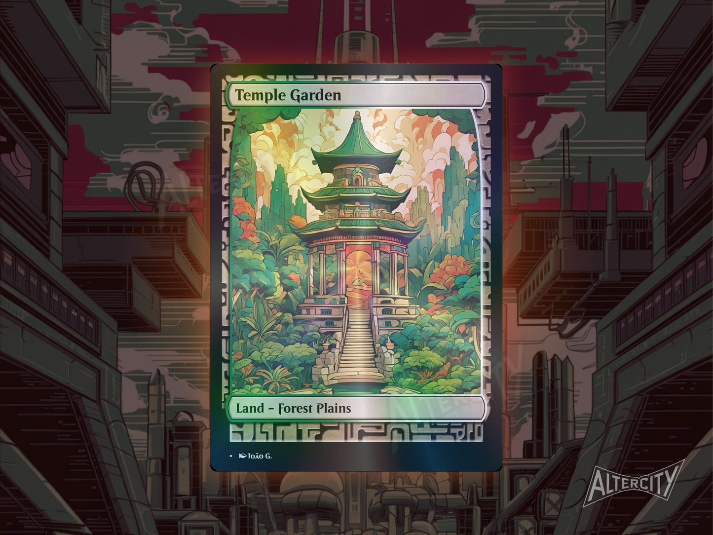 Temple Garden (v1) - Full Art Alter - MTG Custom Cards, Commander, Edh and Cedh High Quality Altered Proxies