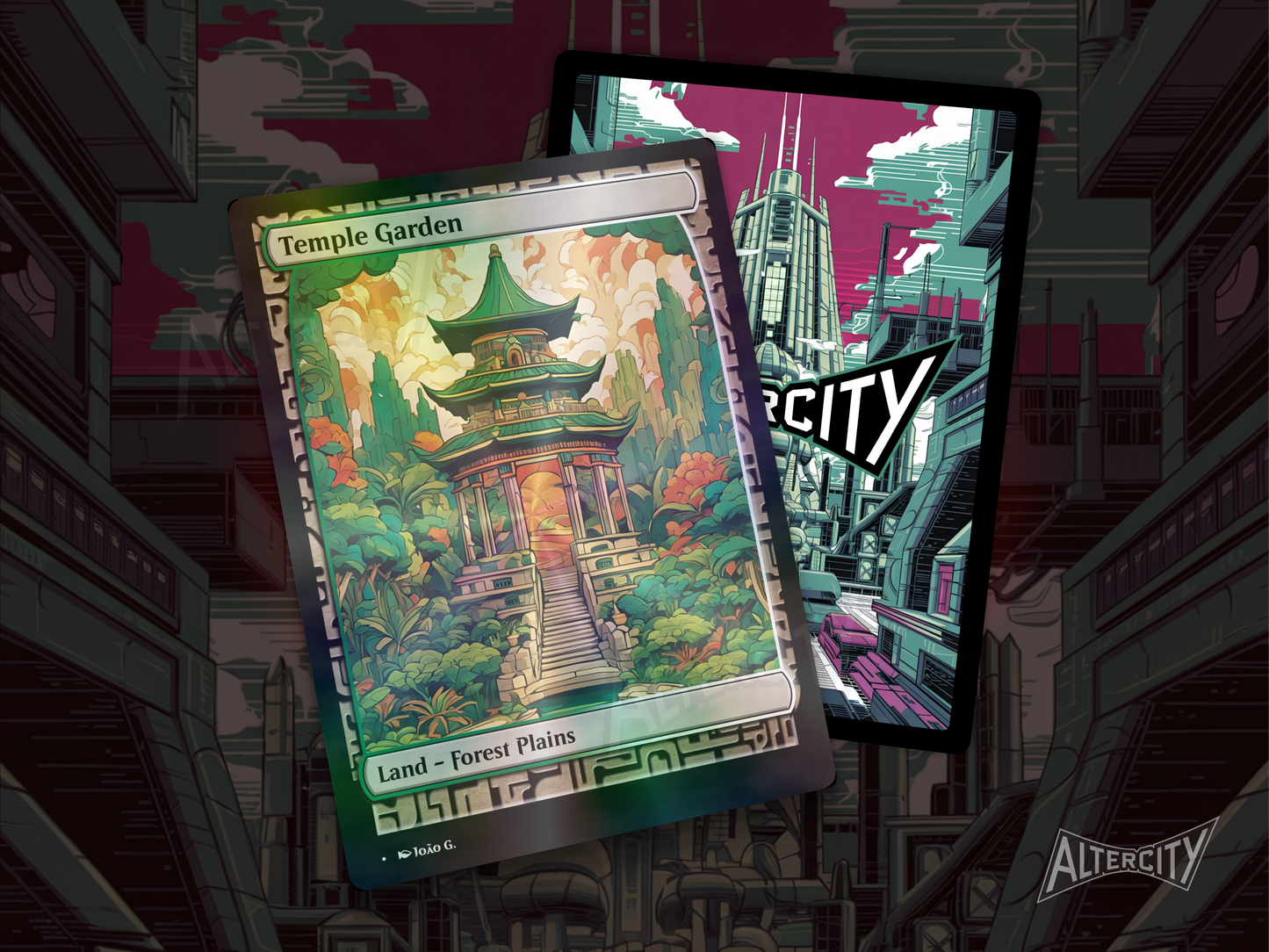 Temple Garden (v1) - Full Art Alter - MTG Custom Cards, Commander, Edh and Cedh High Quality Altered Proxies