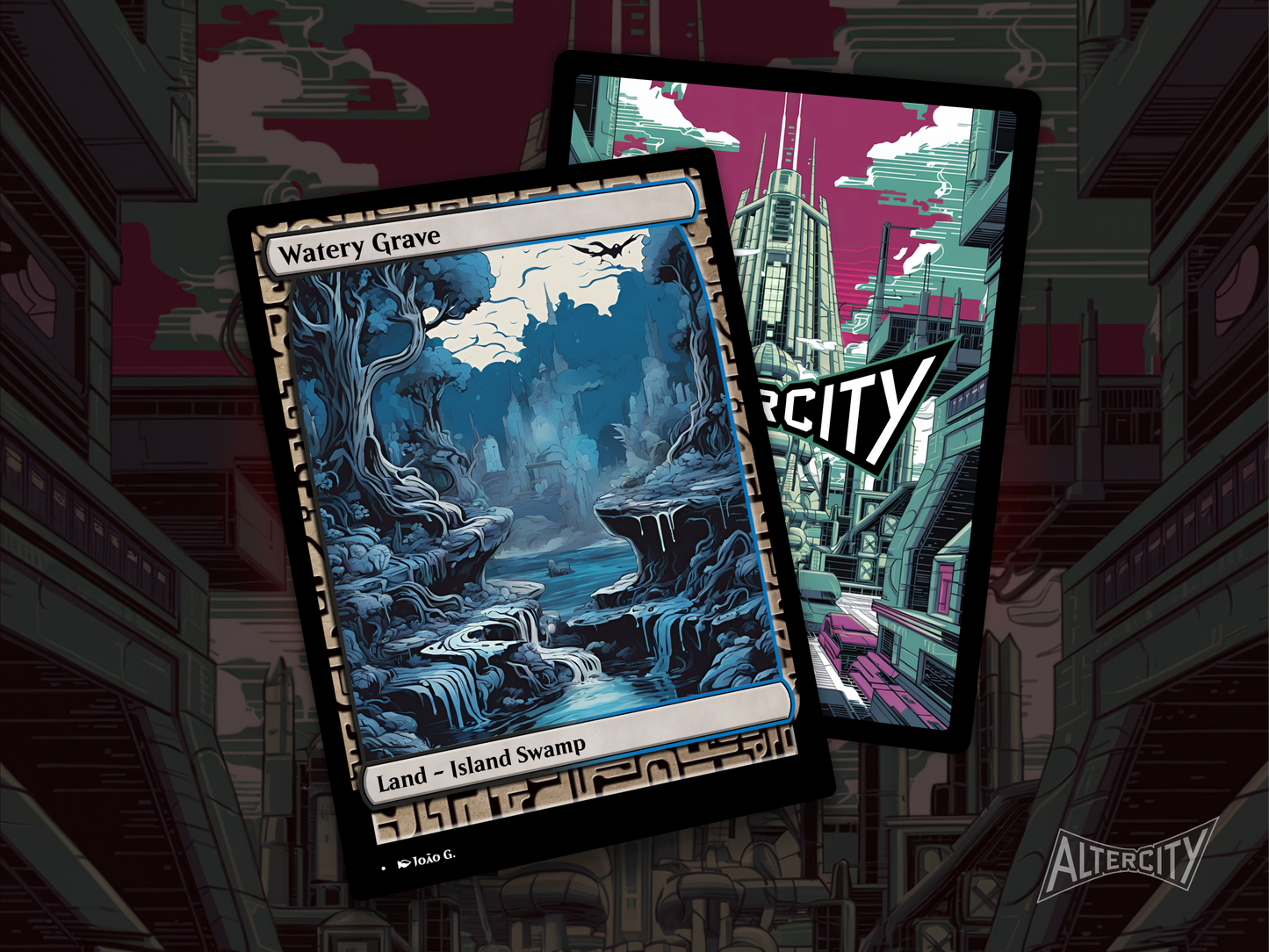 Watery Grave (v1) - Full Art Alter - MTG Custom Cards, Commander, Edh and Cedh High Quality Altered Proxies