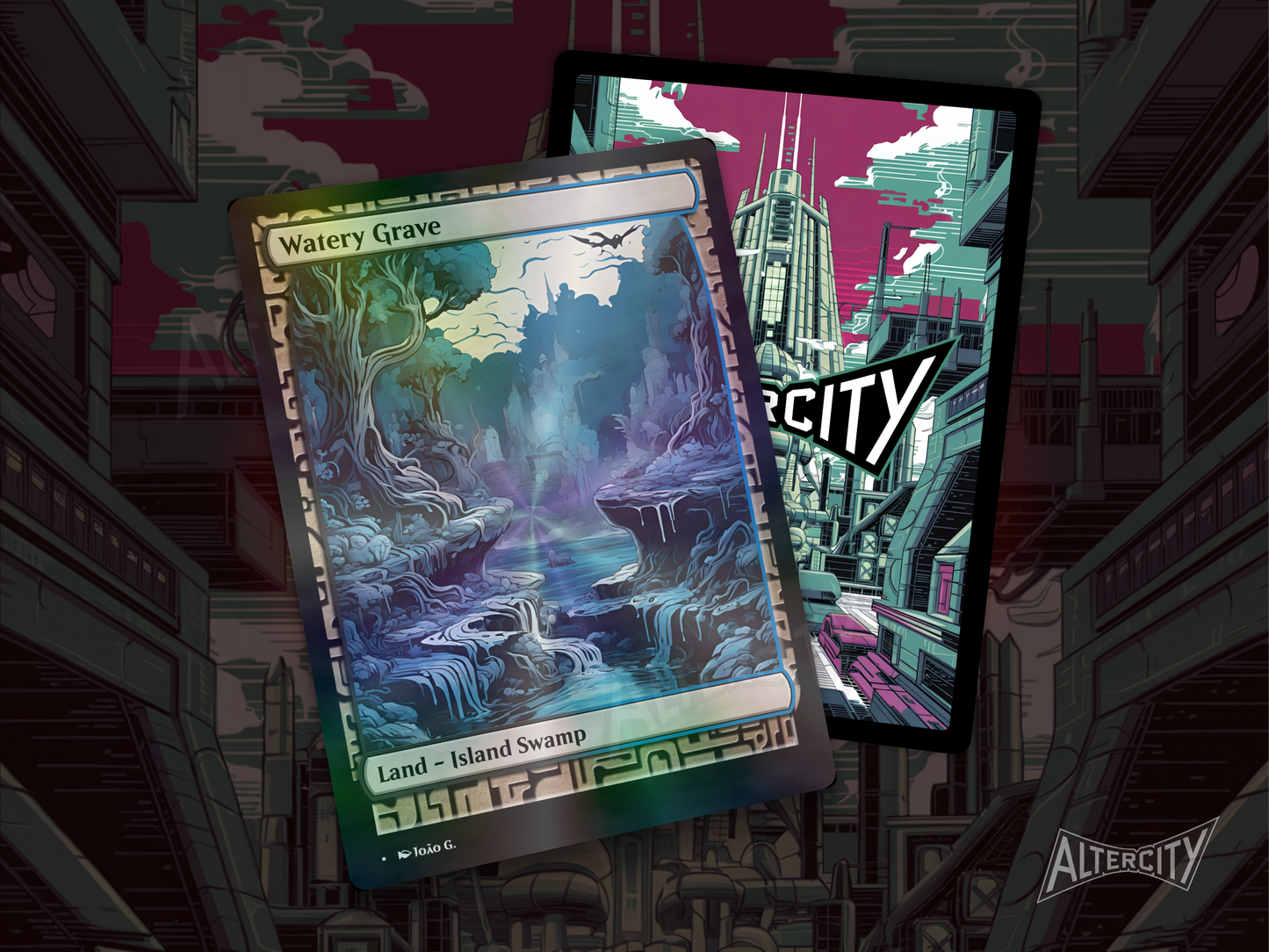 Watery Grave (v1) - Full Art Alter - MTG Custom Cards, Commander, Edh and Cedh High Quality Altered Proxies
