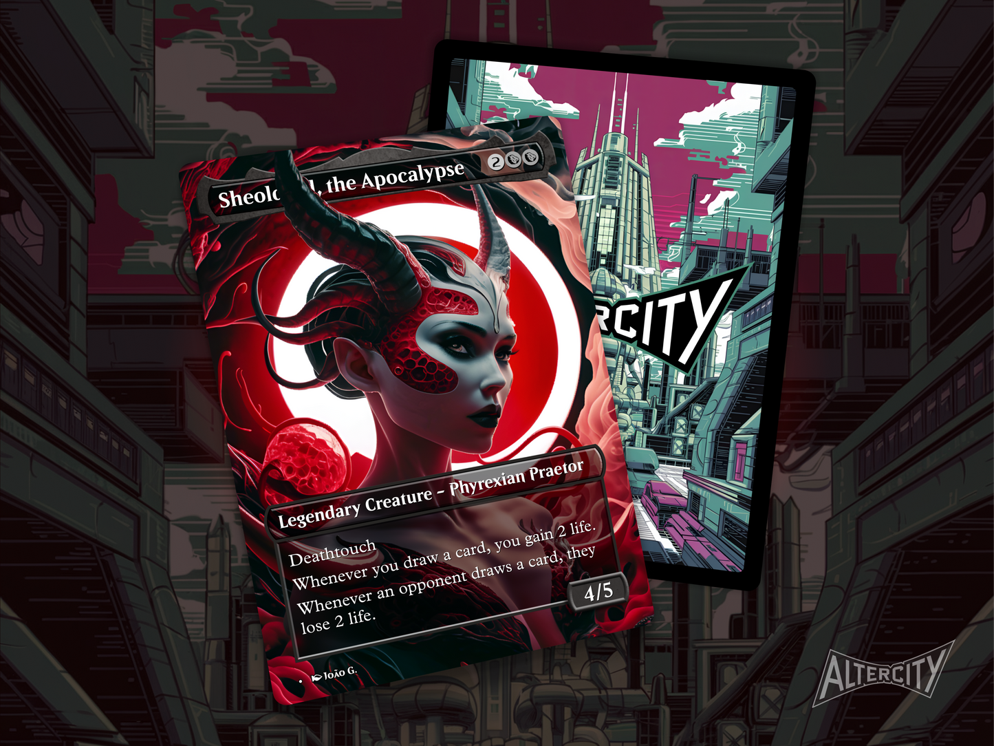 Sheoldred, the Apocalypse (v1) - Full Art Borderless Alter - MTG Custom Cards, Commander, Edh and Cedh High Quality Alters