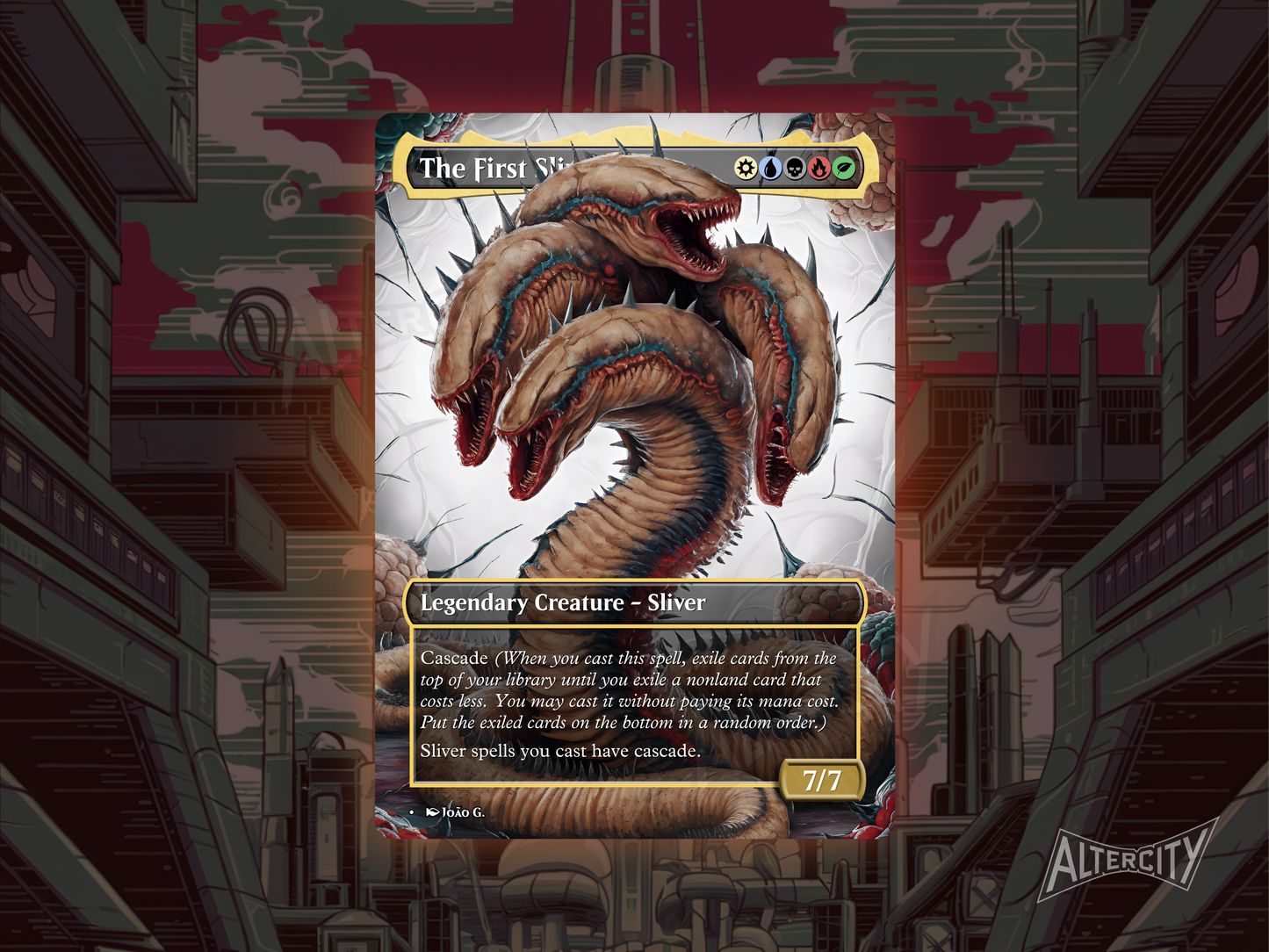 The First Sliver - Full Art Borderless Alter - MTG Custom Cards, Commander, Edh and Cedh High Quality Alters