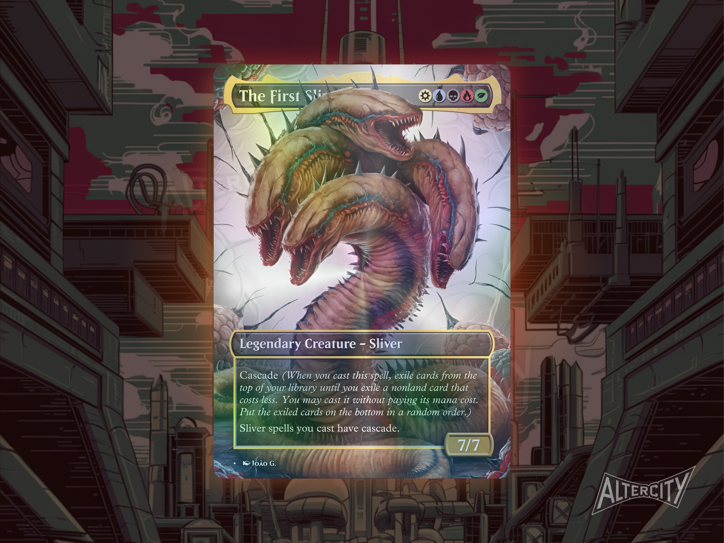 The First Sliver - Full Art Borderless Alter - MTG Custom Cards, Commander, Edh and Cedh High Quality Alters