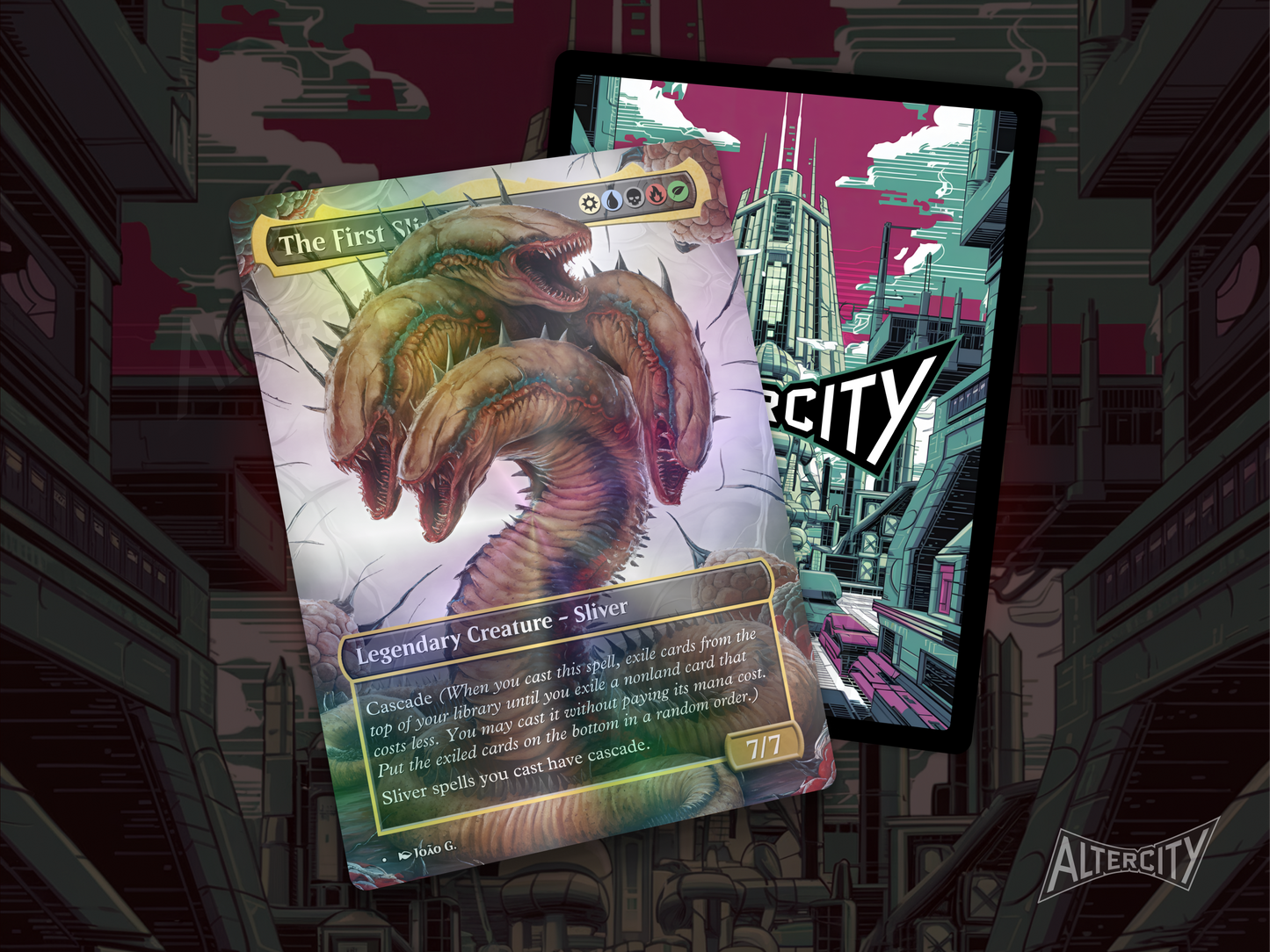 The First Sliver - Full Art Borderless Alter - MTG Custom Cards, Commander, Edh and Cedh High Quality Alters