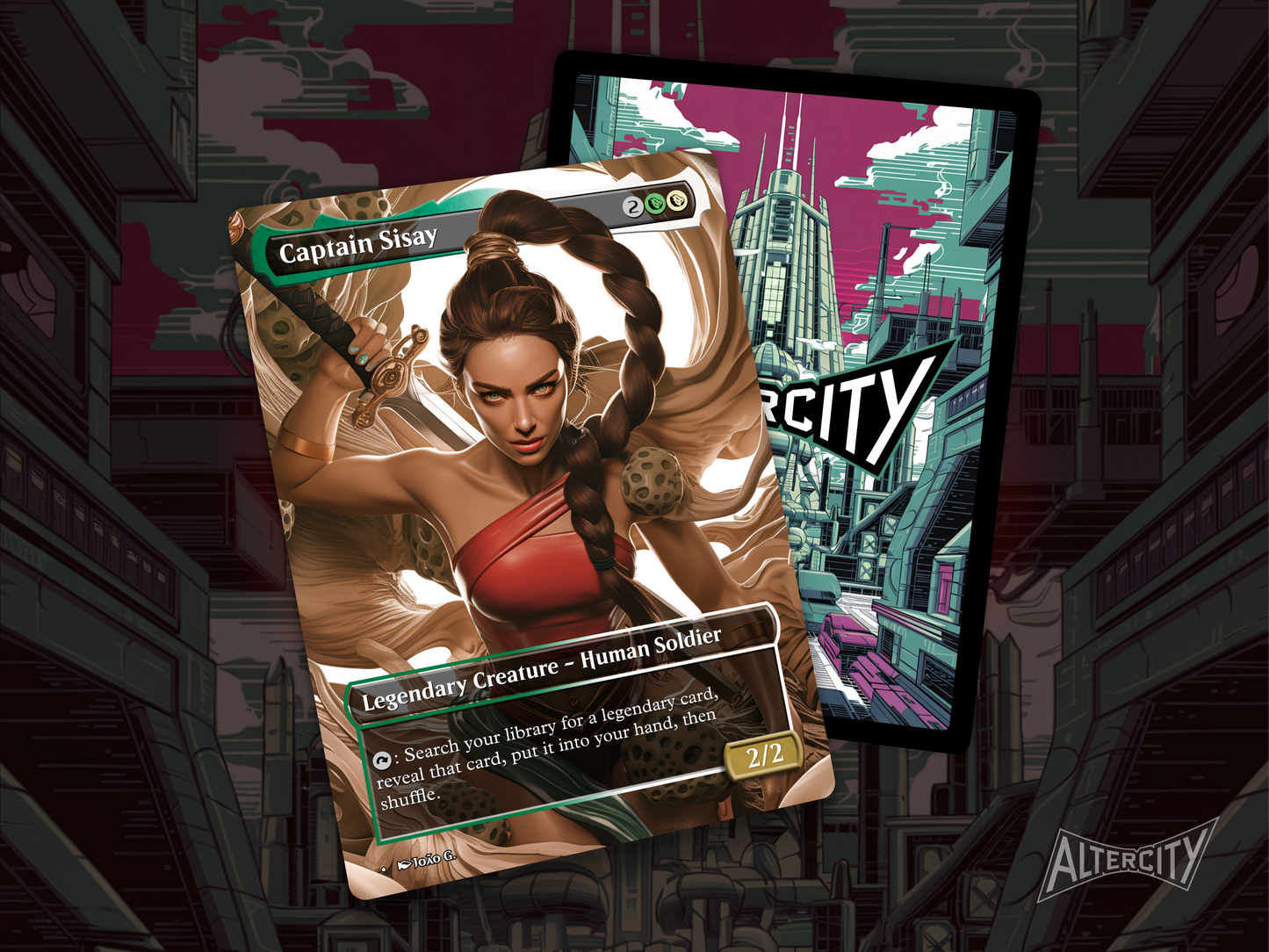 Captain Sisay (v1) - Full Art Borderless Alter - MTG Custom Cards, Commander, Edh and Cedh High Quality Altered Proxies