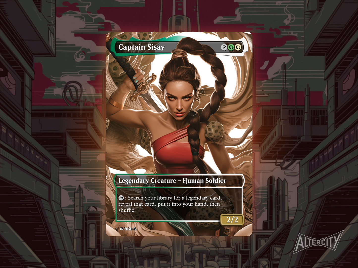 Captain Sisay (v1) - Full Art Borderless Alter - MTG Custom Cards, Commander, Edh and Cedh High Quality Altered Proxies