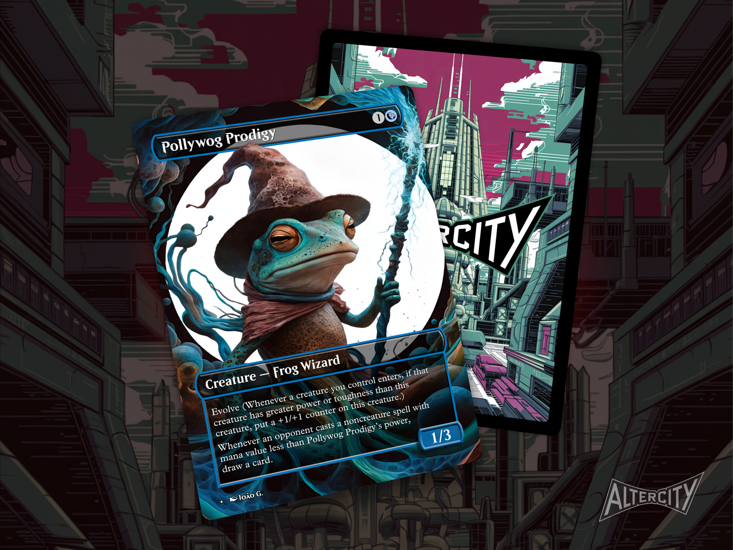 Pollywog Prodigy (v1) - Full Art Borderless Alter - MTG Custom Cards, Commander, Edh and Cedh High Quality Alters