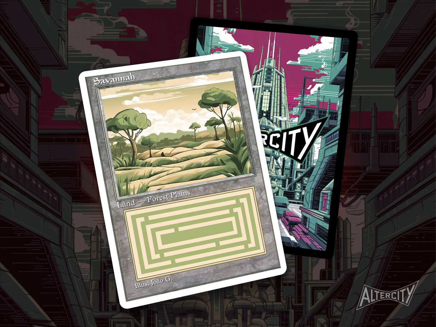 Savannah (v1) - Dual Land Old School Retro Frame Alter - Mtg Custom Cards, Commander, Edh and cEDH High Quality Altered Proxies