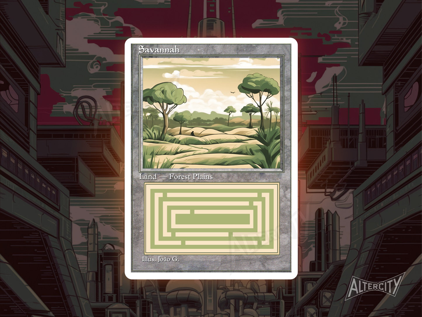 Savannah (v1) - Dual Land Old School Retro Frame Alter - Mtg Custom Cards, Commander, Edh and cEDH High Quality Altered Proxies