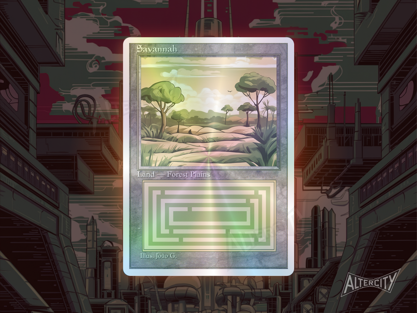 Savannah (v1) - Dual Land Old School Retro Frame Alter - Mtg Custom Cards, Commander, Edh and cEDH High Quality Altered Proxies