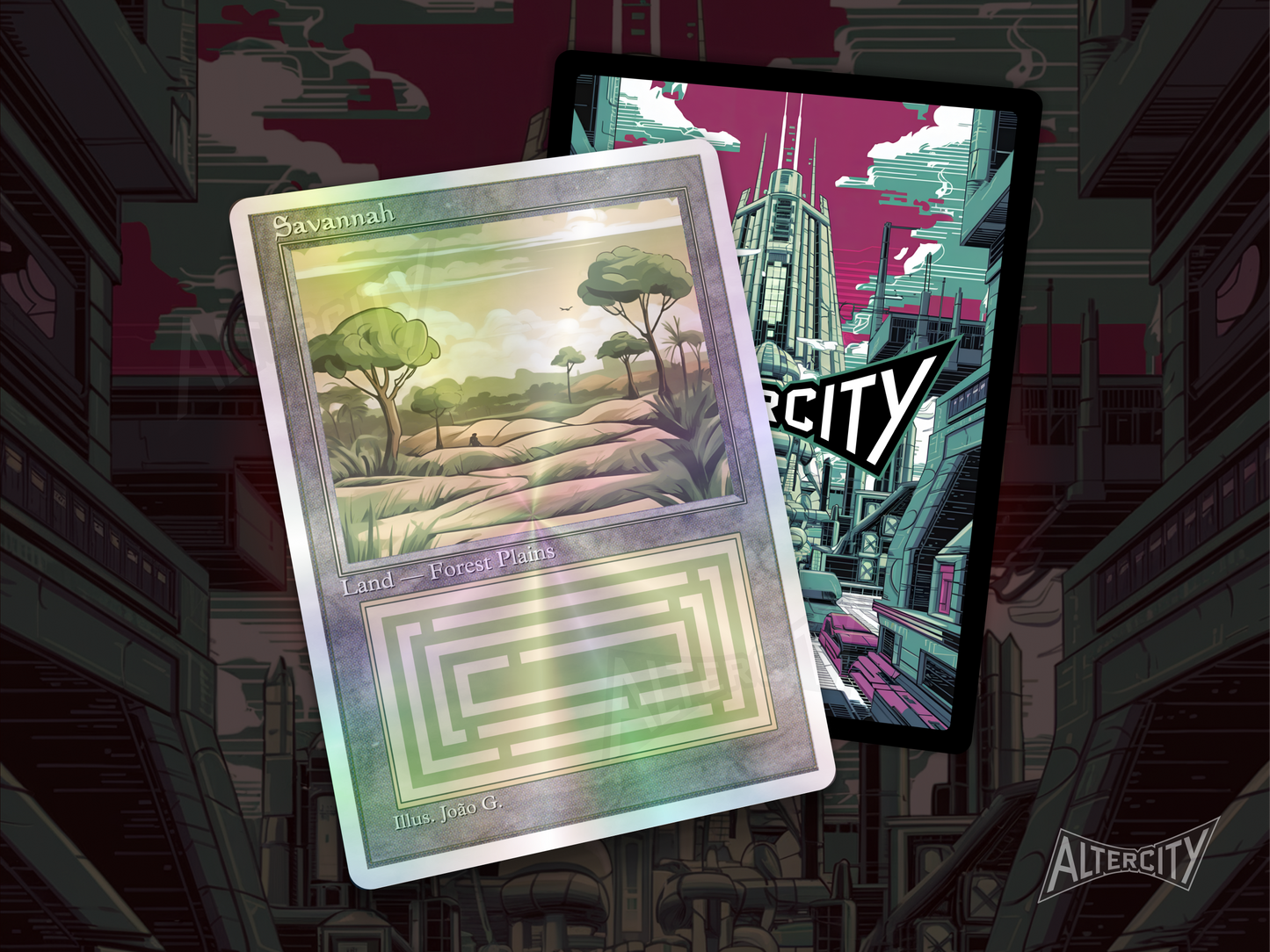 Savannah (v1) - Dual Land Old School Retro Frame Alter - Mtg Custom Cards, Commander, Edh and cEDH High Quality Altered Proxies