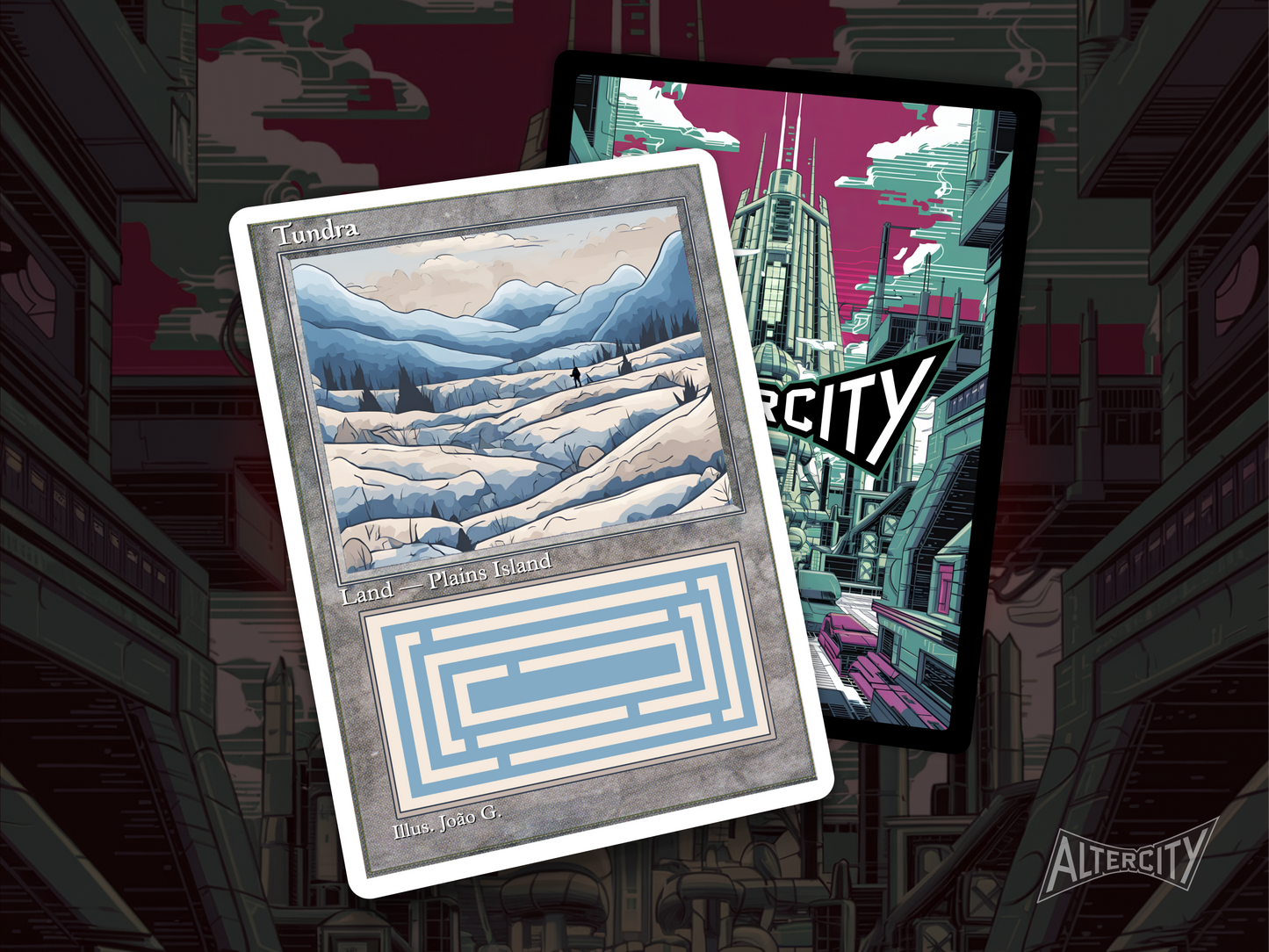 Tundra (v1) - Dual Land Old School Retro Frame Alter - Mtg Custom Cards, Commander, Edh and cEDH High Quality Altered Proxies