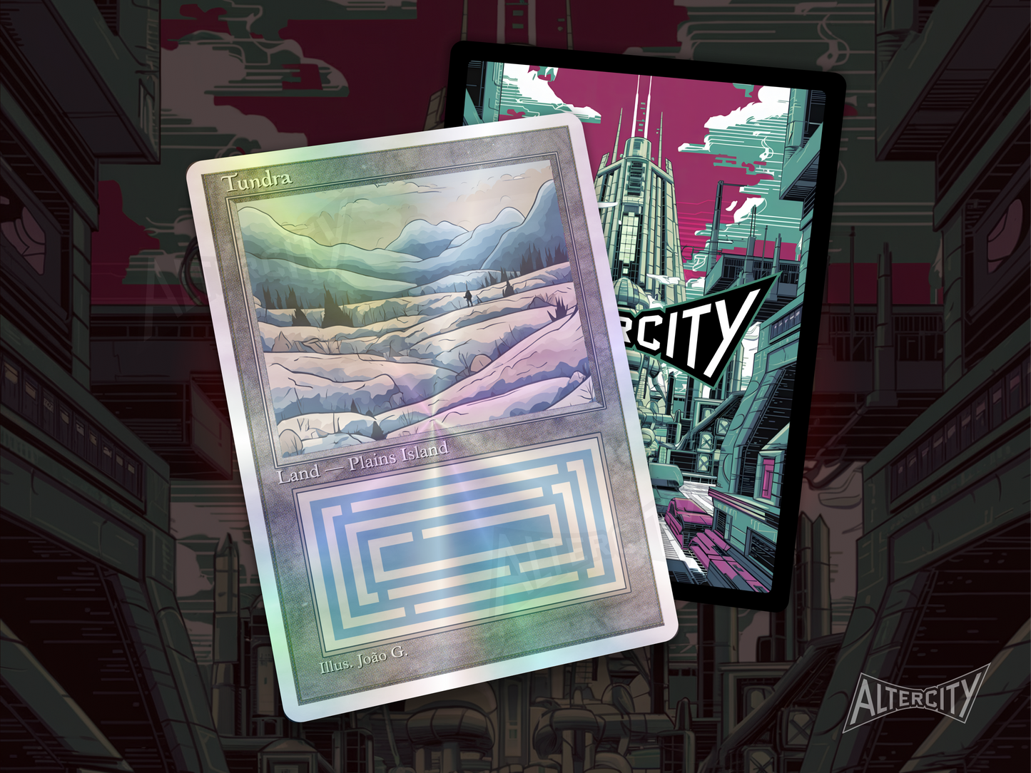 Tundra (v1) - Dual Land Old School Retro Frame Alter - Mtg Custom Cards, Commander, Edh and cEDH High Quality Altered Proxies