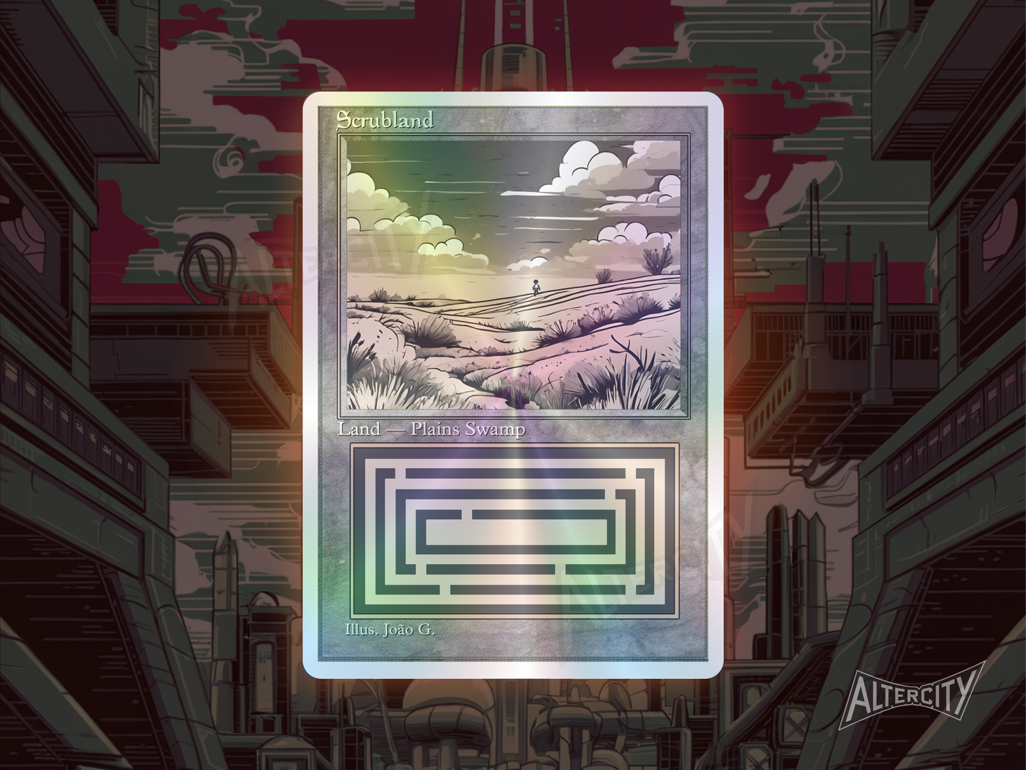 Scrubland (v1) - Dual Land Old School Retro Frame Alter - Mtg Custom Cards, Commander, Edh and cEDH High Quality Altered Proxies