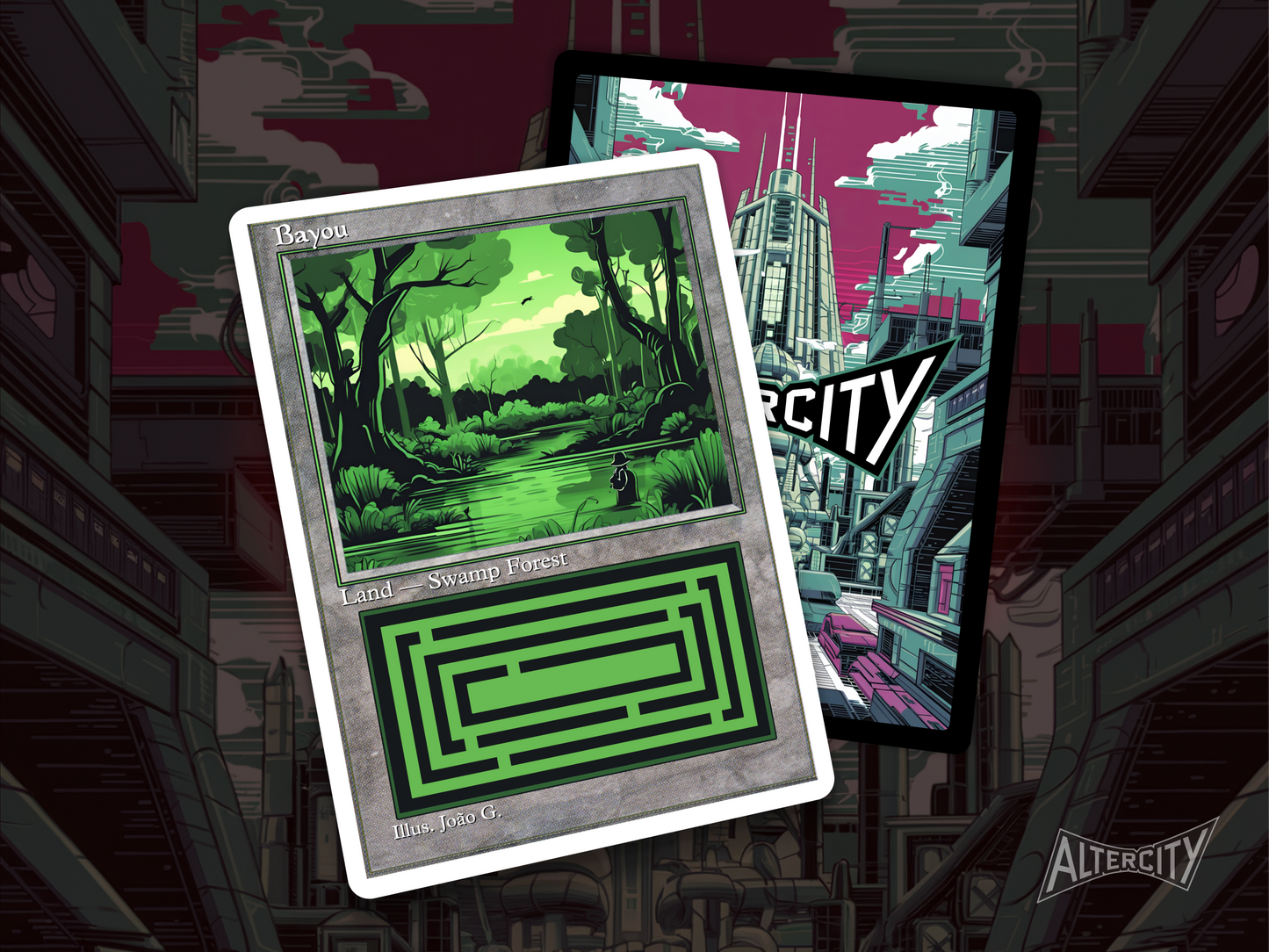 Bayou (v1) - Dual Land Old School Retro Frame Alter - MTG Custom Cards, Commander, EDH and CEDH High Quality Altered Proxies