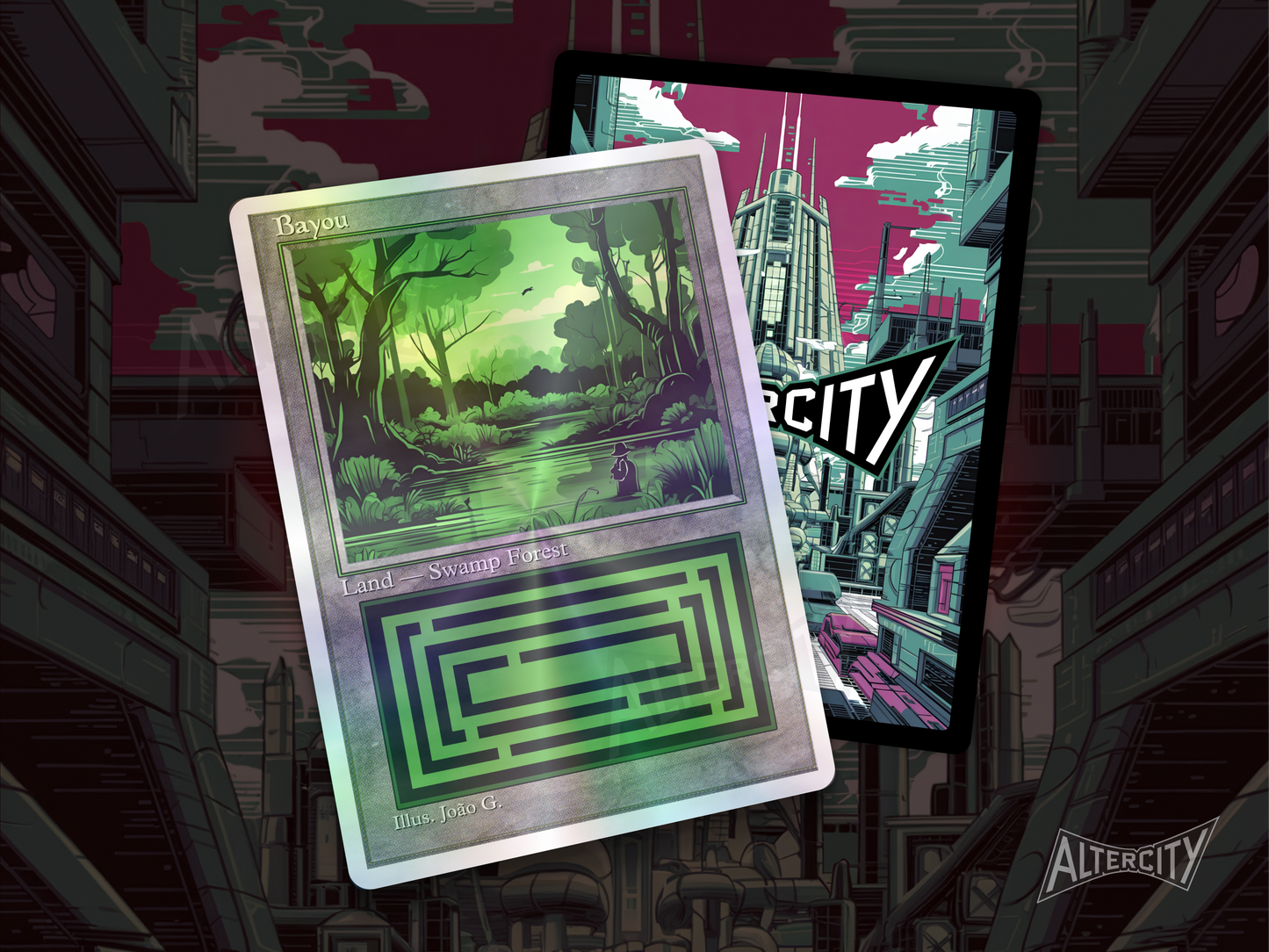 Bayou (v1) - Dual Land Old School Retro Frame Alter - MTG Custom Cards, Commander, EDH and CEDH High Quality Altered Proxies