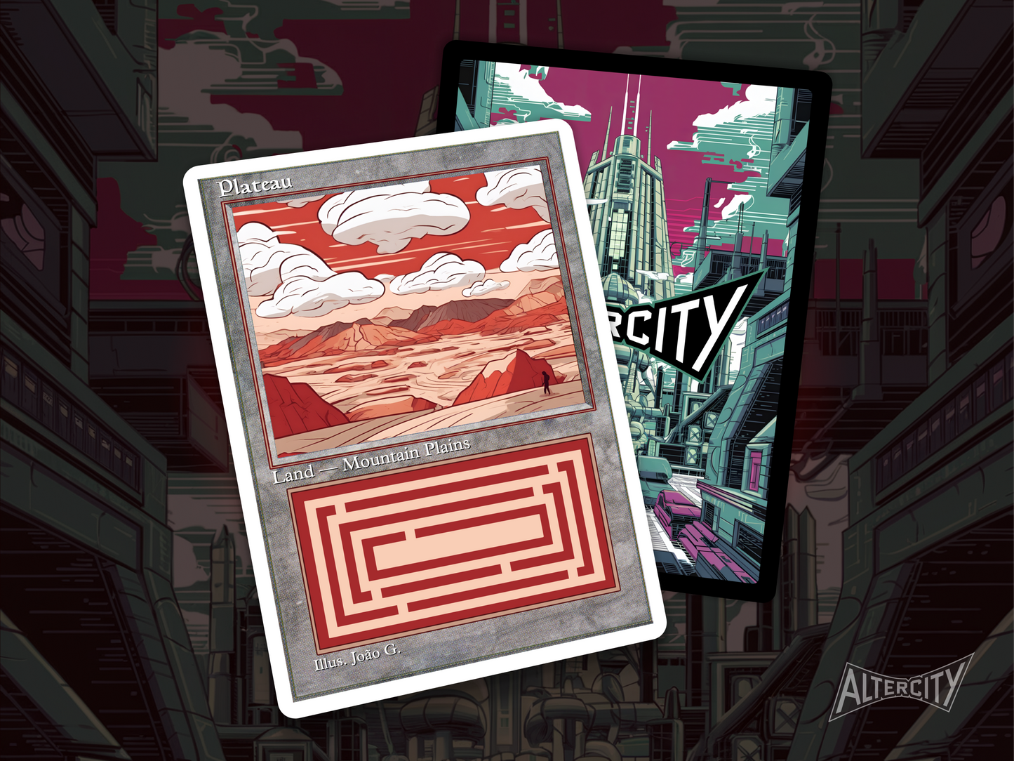 Plateau (v1) - Dual Land Old School Retro Frame Alter - Mtg Custom Cards, Commander, Edh and cEDH High Quality Altered Proxies