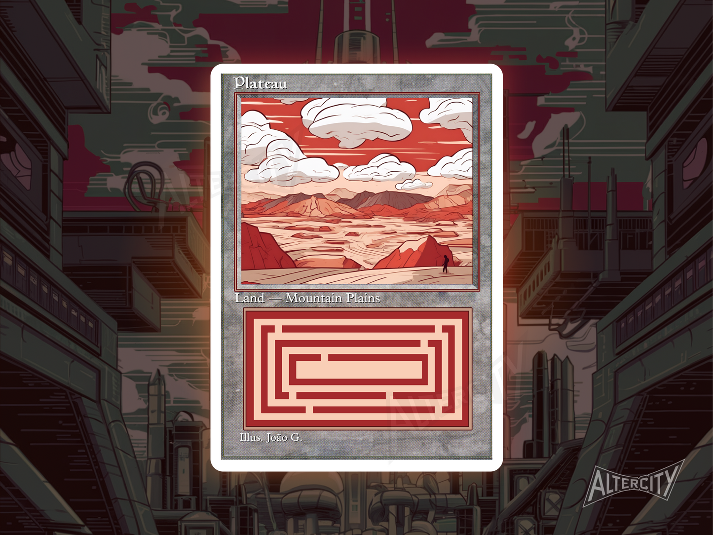 Plateau (v1) - Dual Land Old School Retro Frame Alter - Mtg Custom Cards, Commander, Edh and cEDH High Quality Altered Proxies