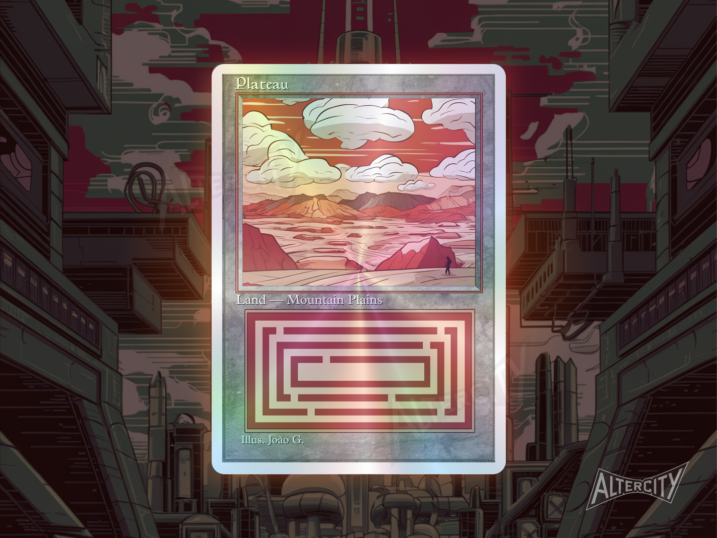 Plateau (v1) - Dual Land Old School Retro Frame Alter - Mtg Custom Cards, Commander, Edh and cEDH High Quality Altered Proxies