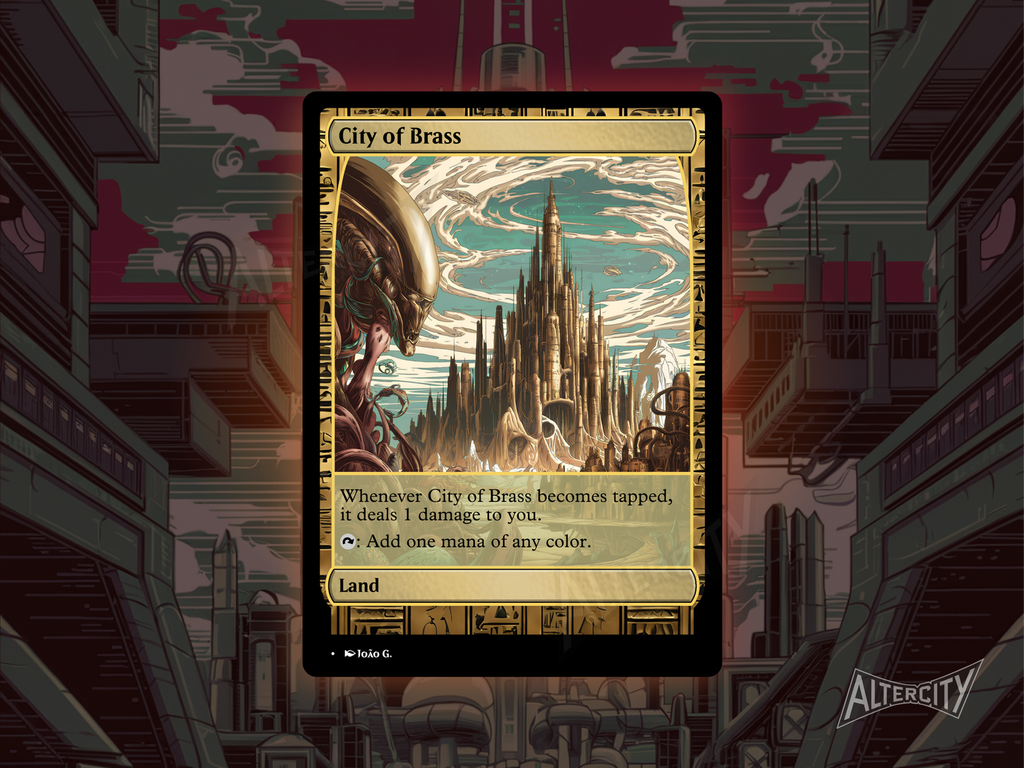 City of Brass - Full Art Alter - MTG Custom Cards, Commander, Edh and Cedh High Quality Alters