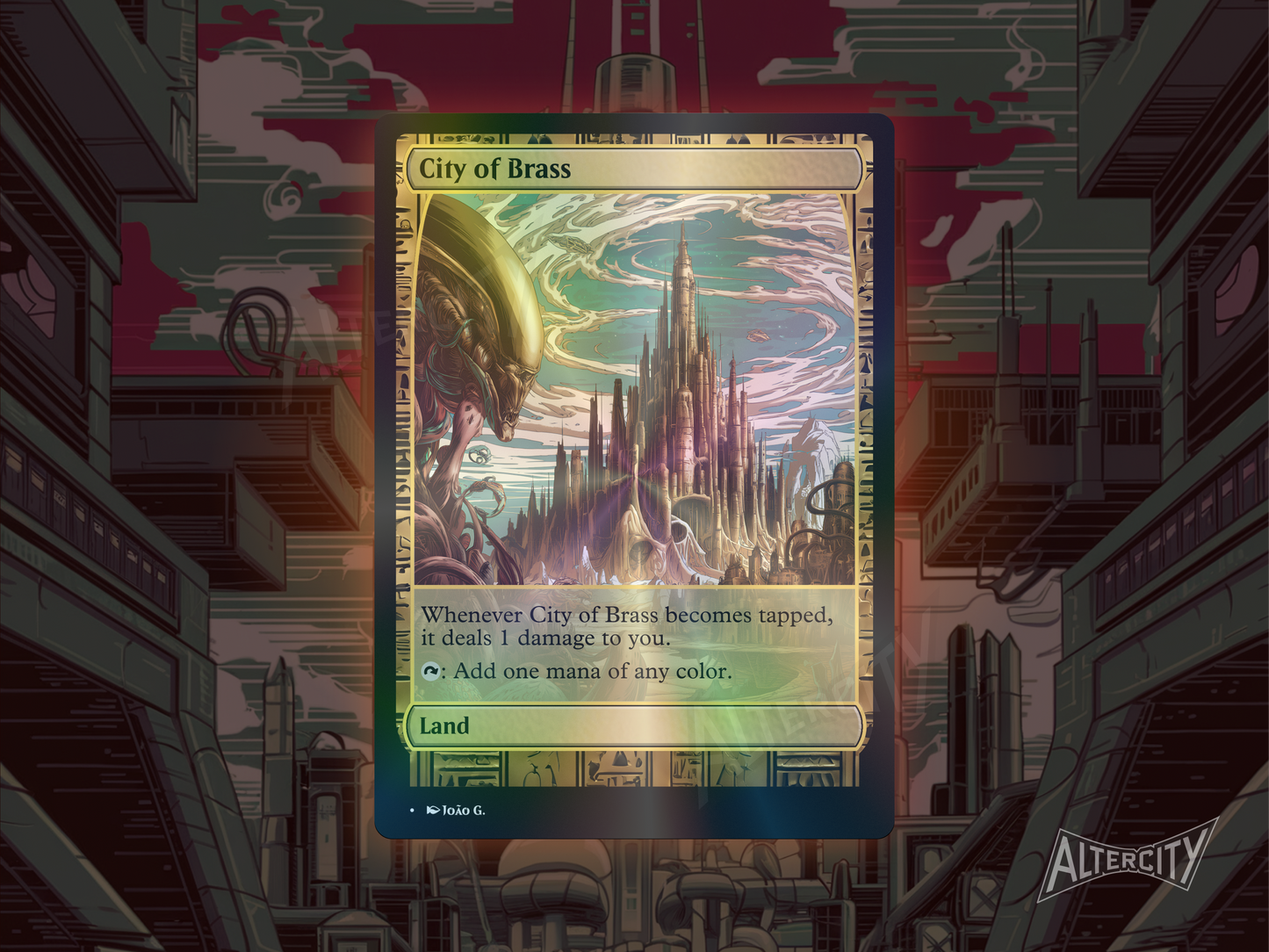 City of Brass - Full Art Alter - MTG Custom Cards, Commander, Edh and Cedh High Quality Alters