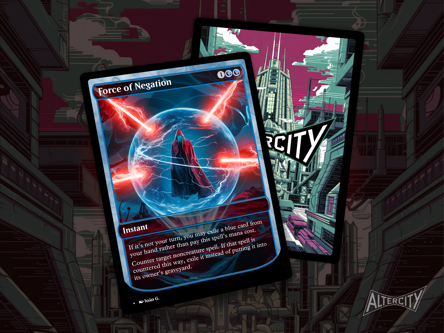Force of Negation (v1) - Full Art Alter - MTG Custom Cards, Commander, Edh and Cedh High Quality Altered Proxies
