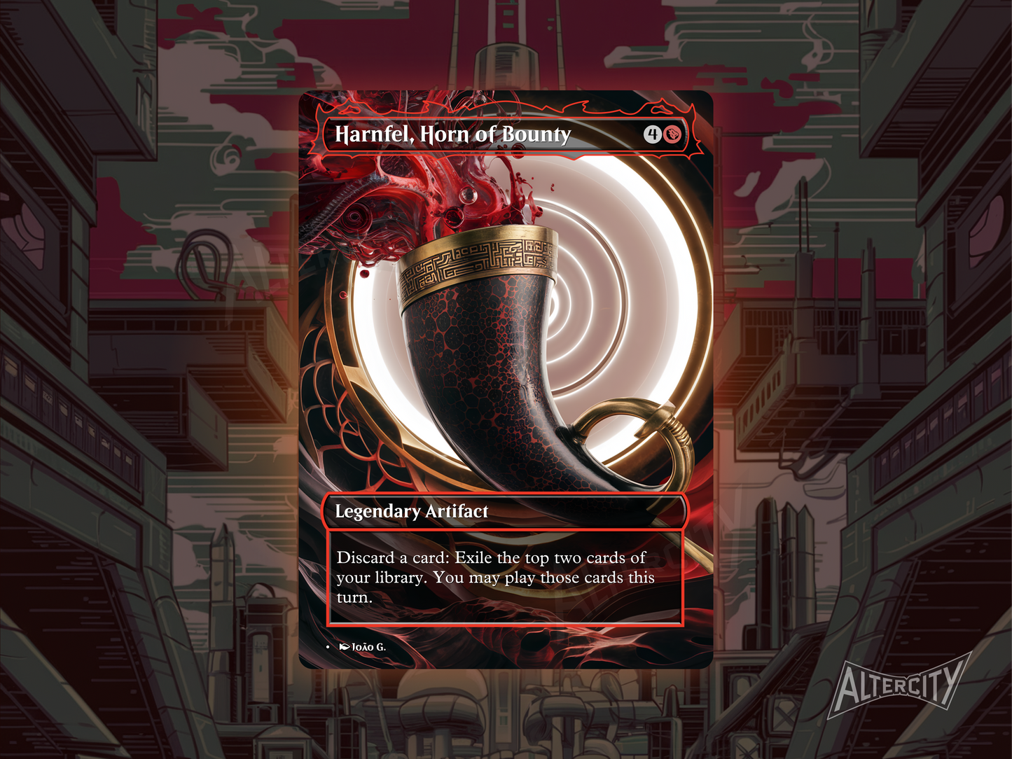High-quality Magic proxy card featuring full-art design of a dynamic figure surrounded by swirling fire.