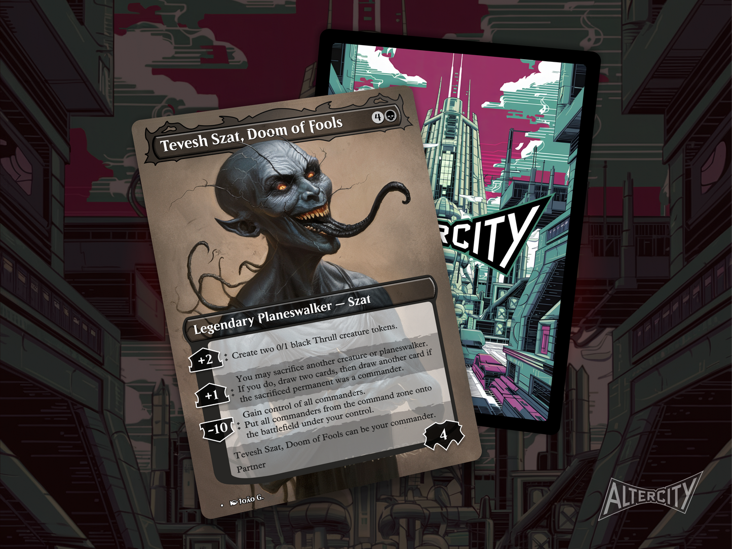 High-quality Magic proxy card featuring full-art design of a menacing mage wielding forbidden magic.