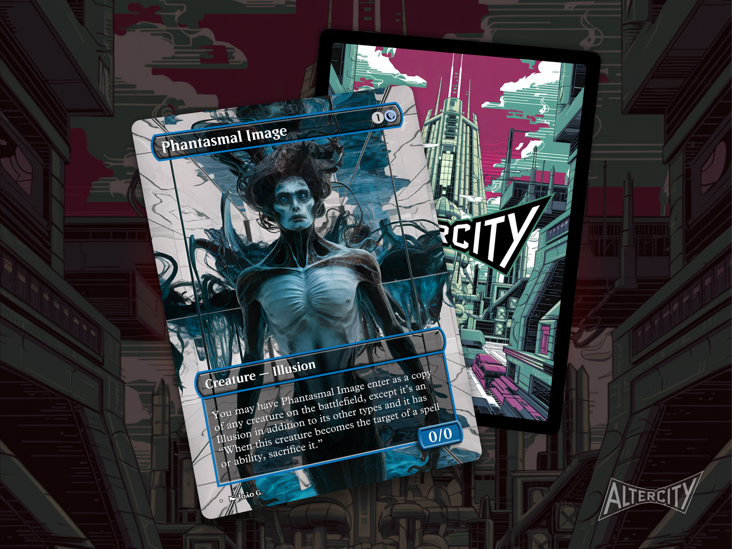 High-quality Magic proxy card featuring full-art design of an ethereal figure casting an illusion.