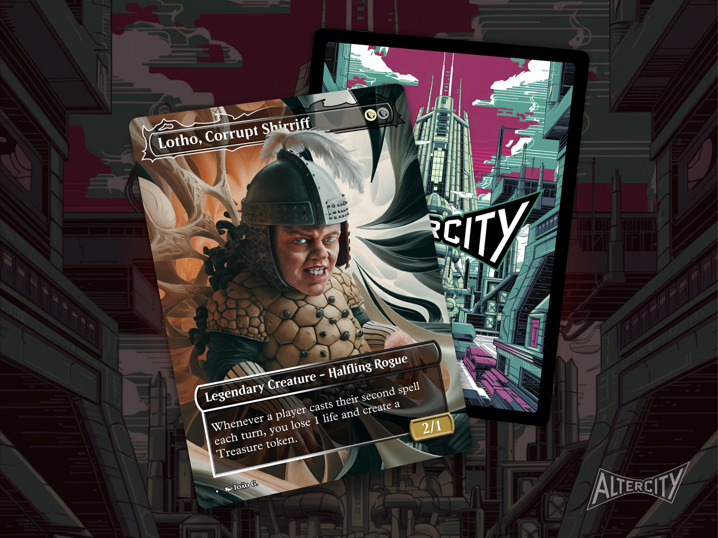 Lotho, Corrupt Shirriff - Full Art Borderless Alter - MTG Custom Cards, Commander, Edh and Cedh High Quality Altered Proxies