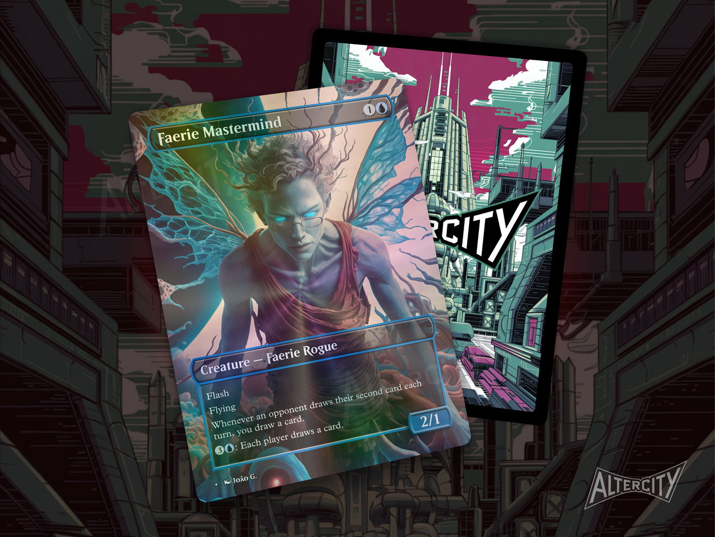 Faerie Mastermind - Full Art Borderless Alter - MTG Custom Cards, Commander, Edh and Cedh High Quality Alters