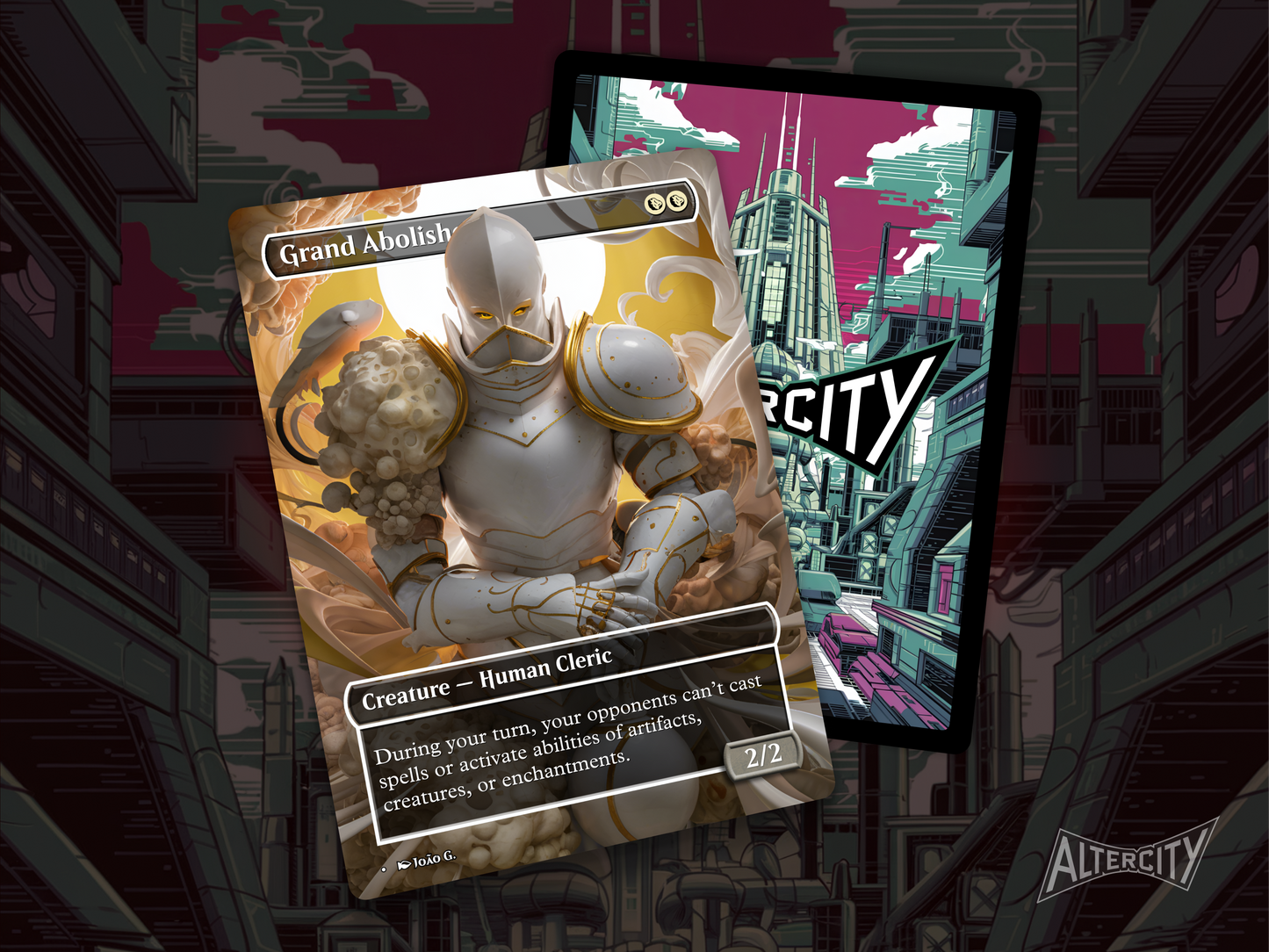 High-quality Magic proxy card featuring full-art design of a resolute warrior protecting their ground.