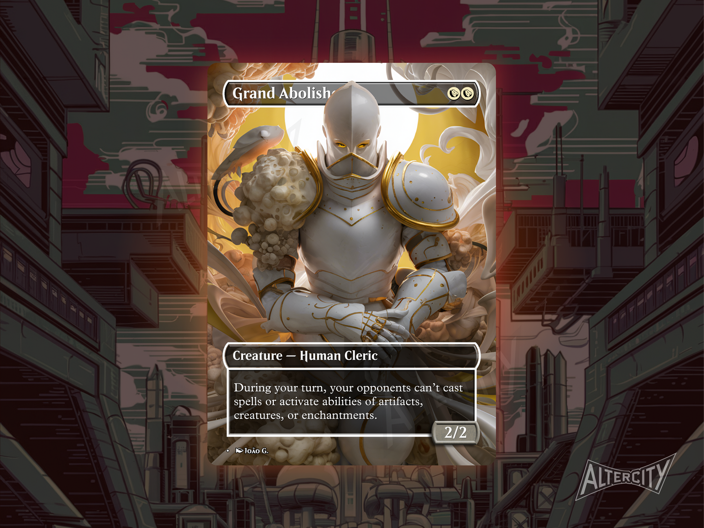 Grand Abolisher proxy with authoritative white altered art of a knight standing firm.