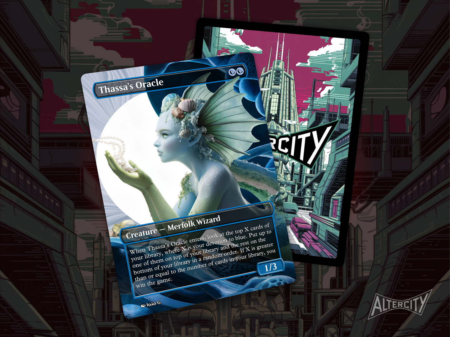 High-quality Magic proxy card featuring full-art design of an ethereal oracle surrounded by ocean waves.