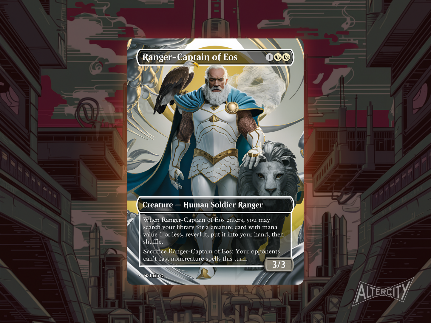 High-quality Magic proxy card featuring full-art design of a warrior leading with conviction and strategy.