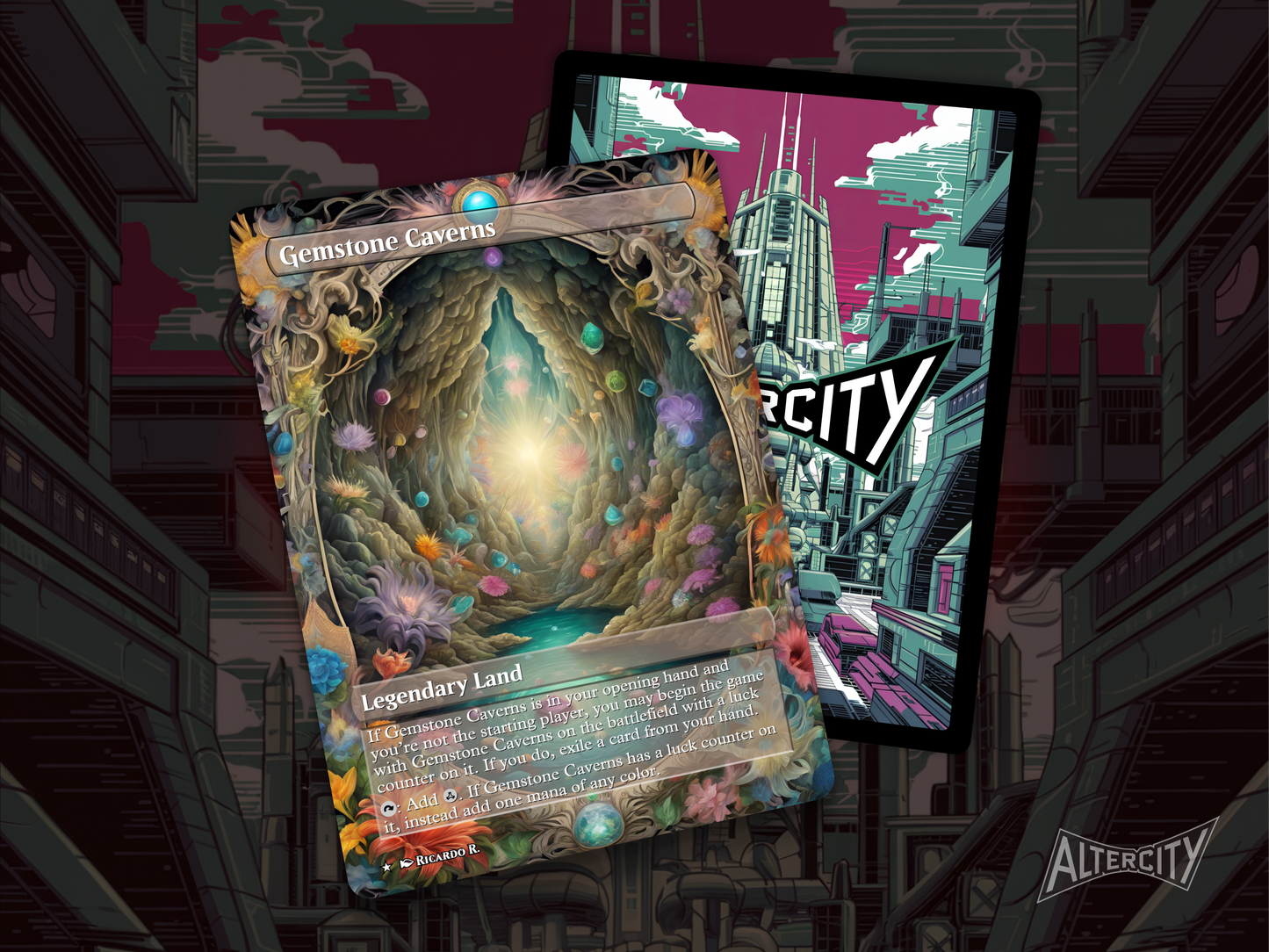 Gemstone Caverns (v2) - Full Art - Mtg Custom Cards, Commander, Edh and cEDH High Quality Altered Proxies