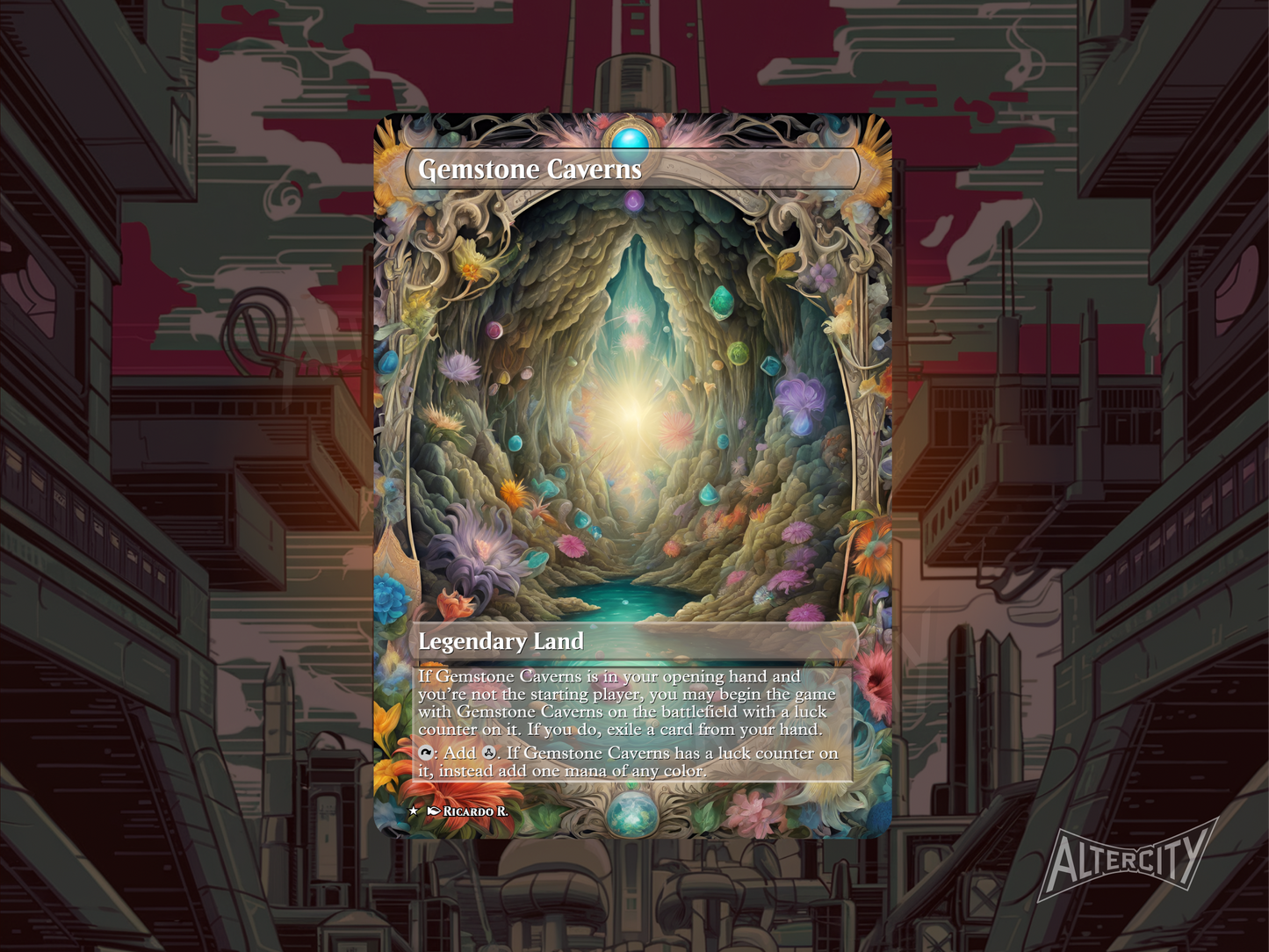 Gemstone Caverns (v2) - Full Art - Mtg Custom Cards, Commander, Edh and cEDH High Quality Altered Proxies