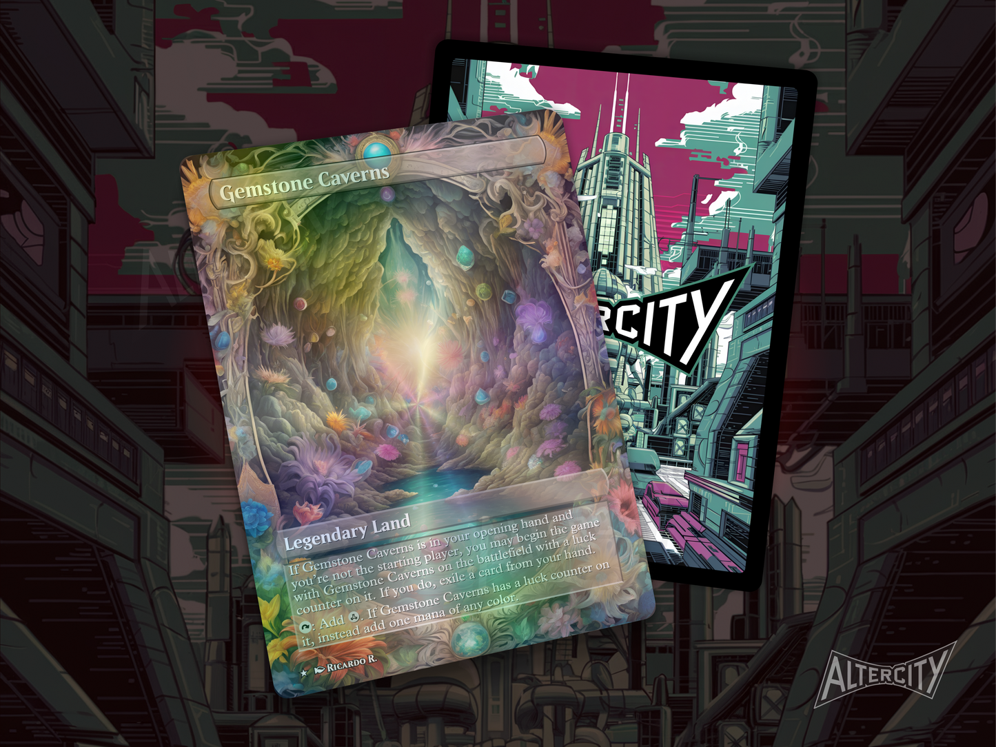 Gemstone Caverns (v2) - Full Art - Mtg Custom Cards, Commander, Edh and cEDH High Quality Altered Proxies