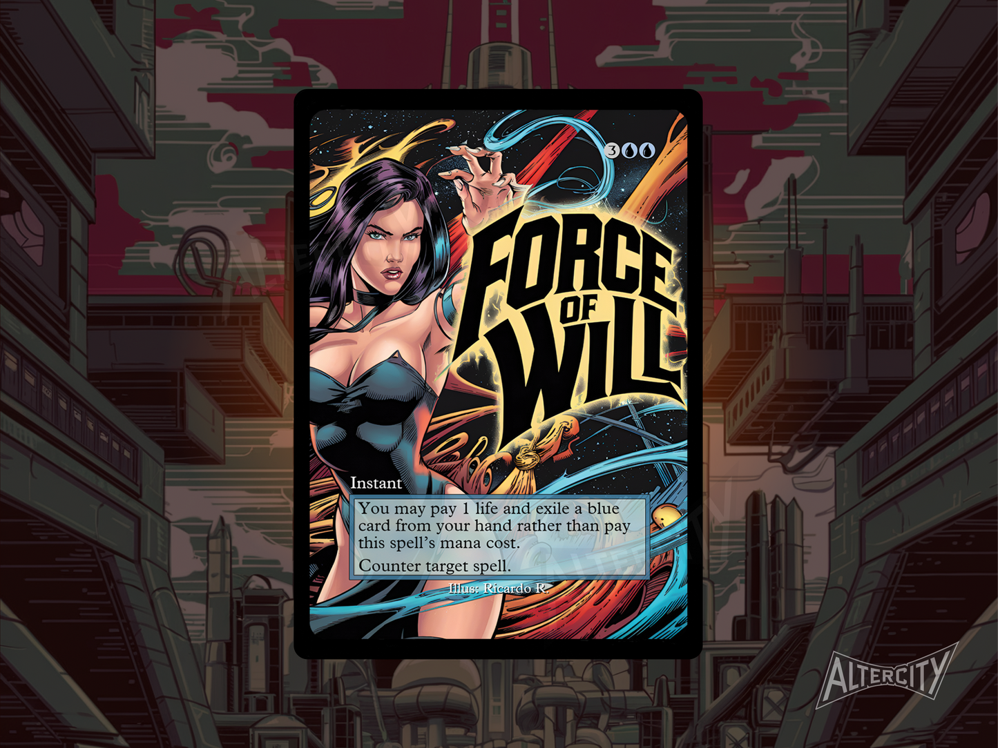 Force of Will (v2) - Full Art Alter - MTG Custom Cards, Commander, Edh and Cedh High Quality Altered Proxies